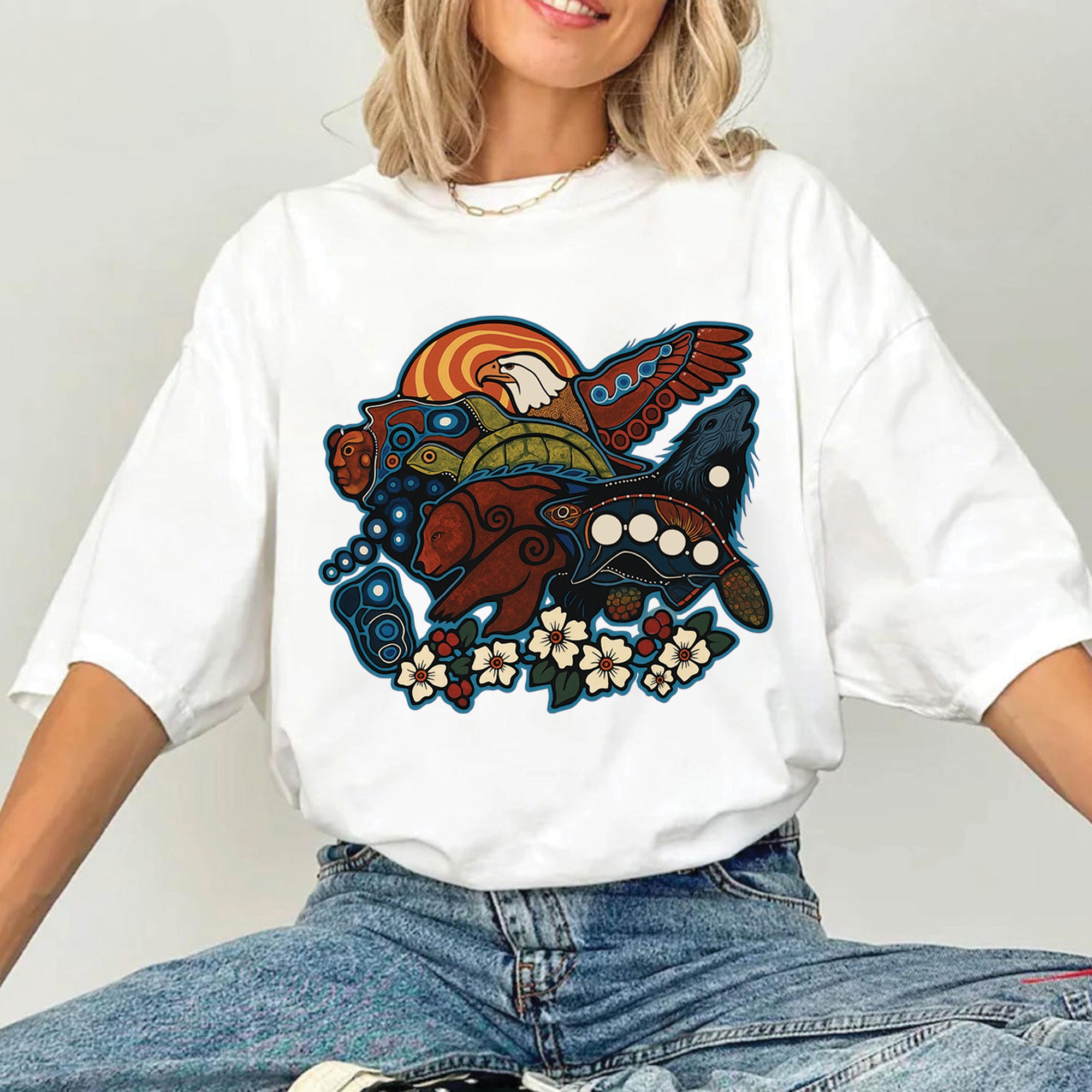 Seven Sacred Teachings Animal Native Wisdom Indigenous Culture Unisex T-Shirt/T-Shirt V-Neck/Hoodie/Sweatshirt