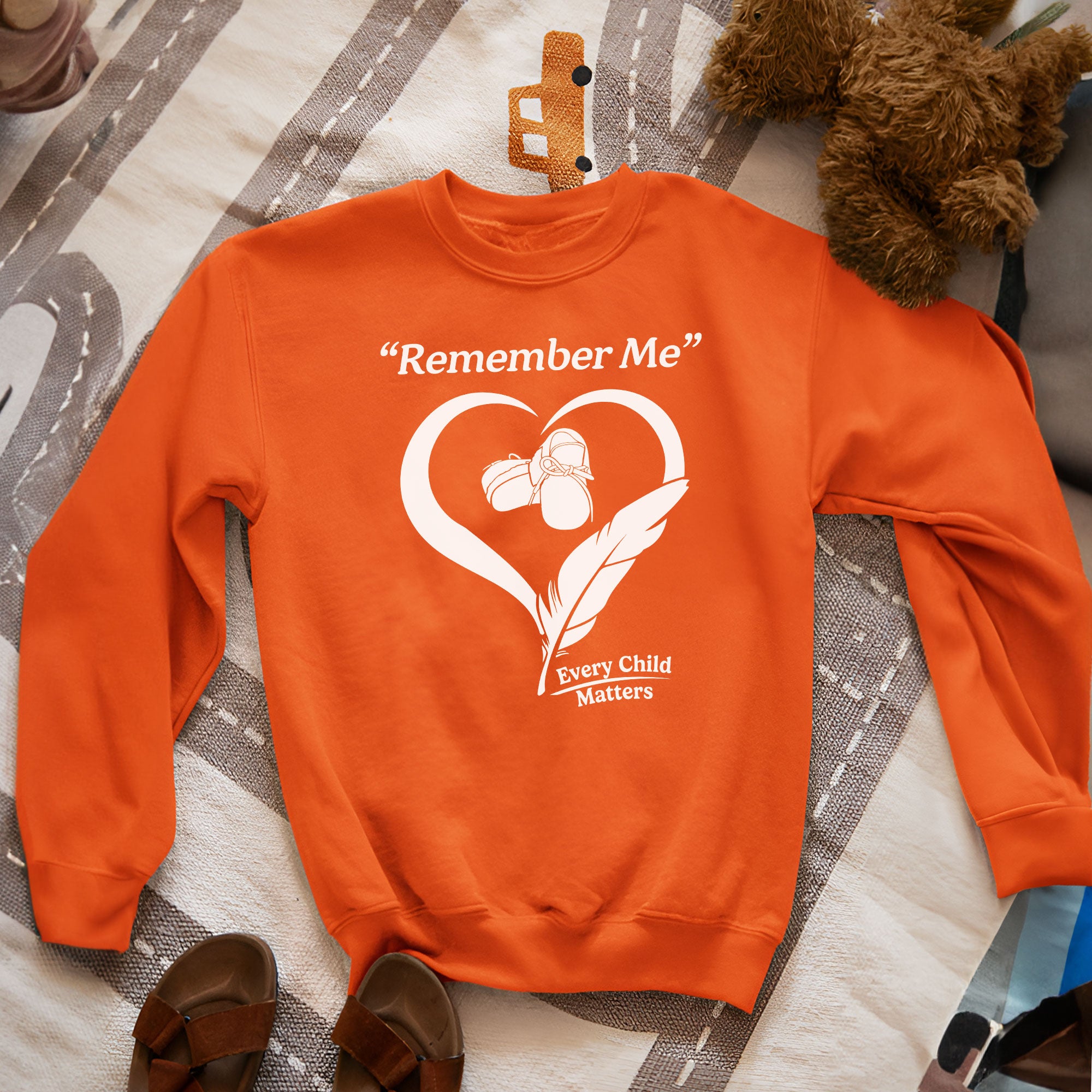 Remember Me Every Child Matters Heart Feather Orange Shirt Day Unisex T-shirt/Hoodie/Sweatshirt
