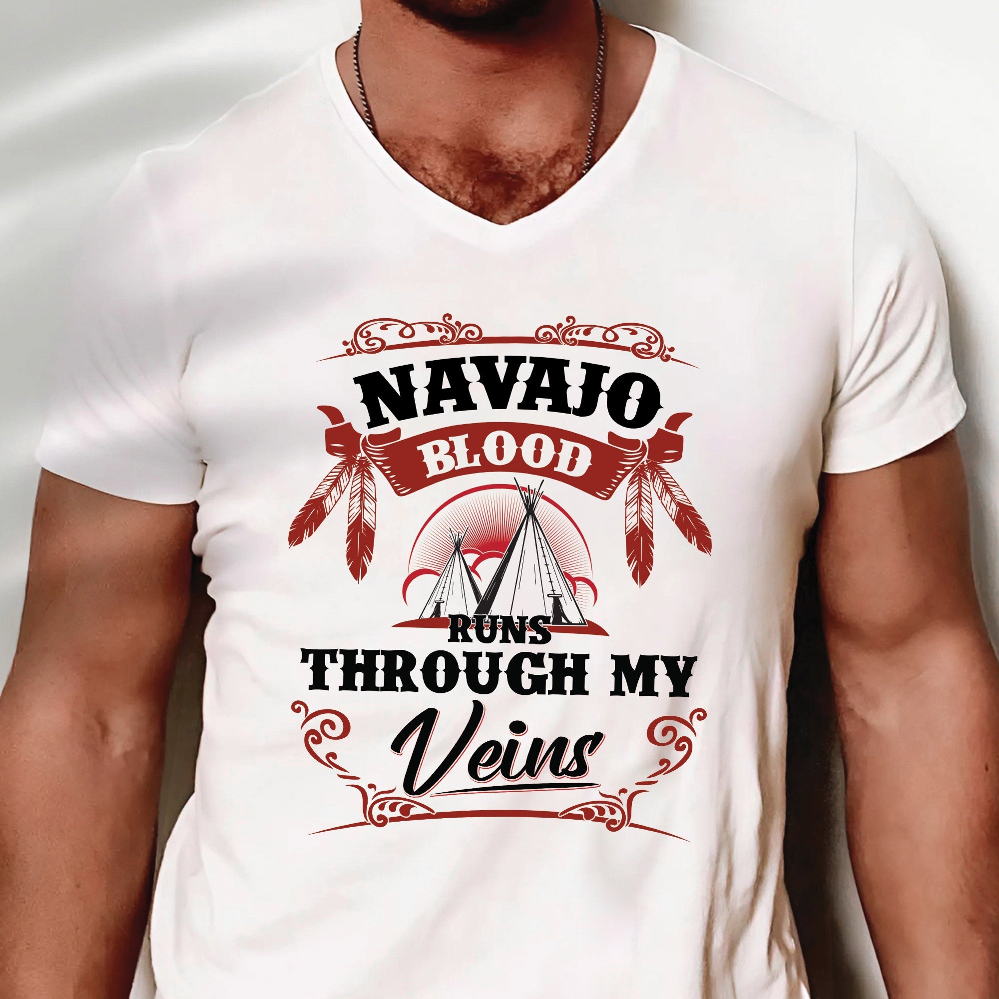 Native Blood Runs Through My Veins Unisex T-shirt/T-shirt V-Neck/Hoodie/Sweatshirt (Custom Tribe)