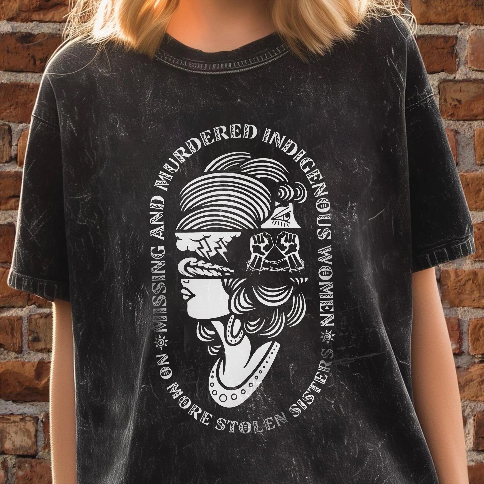 No More Stolen Sisters – MMIW Unisex Mineral Washed T-Shirt
