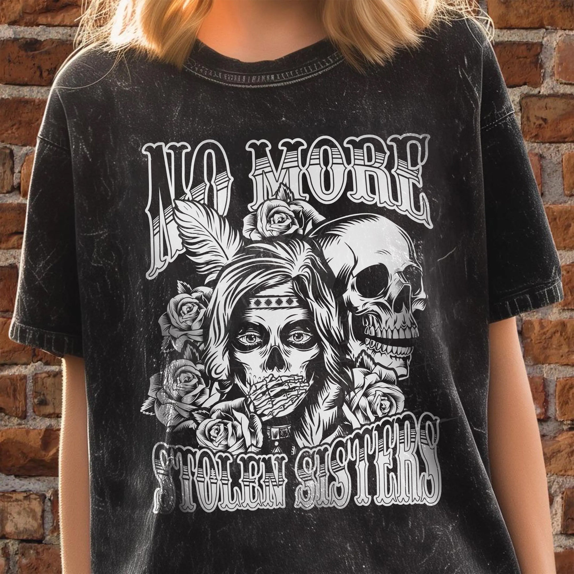 No More Stolen Sisters – Powerful MMIW Statement Unisex Mineral Washed T-Shirt