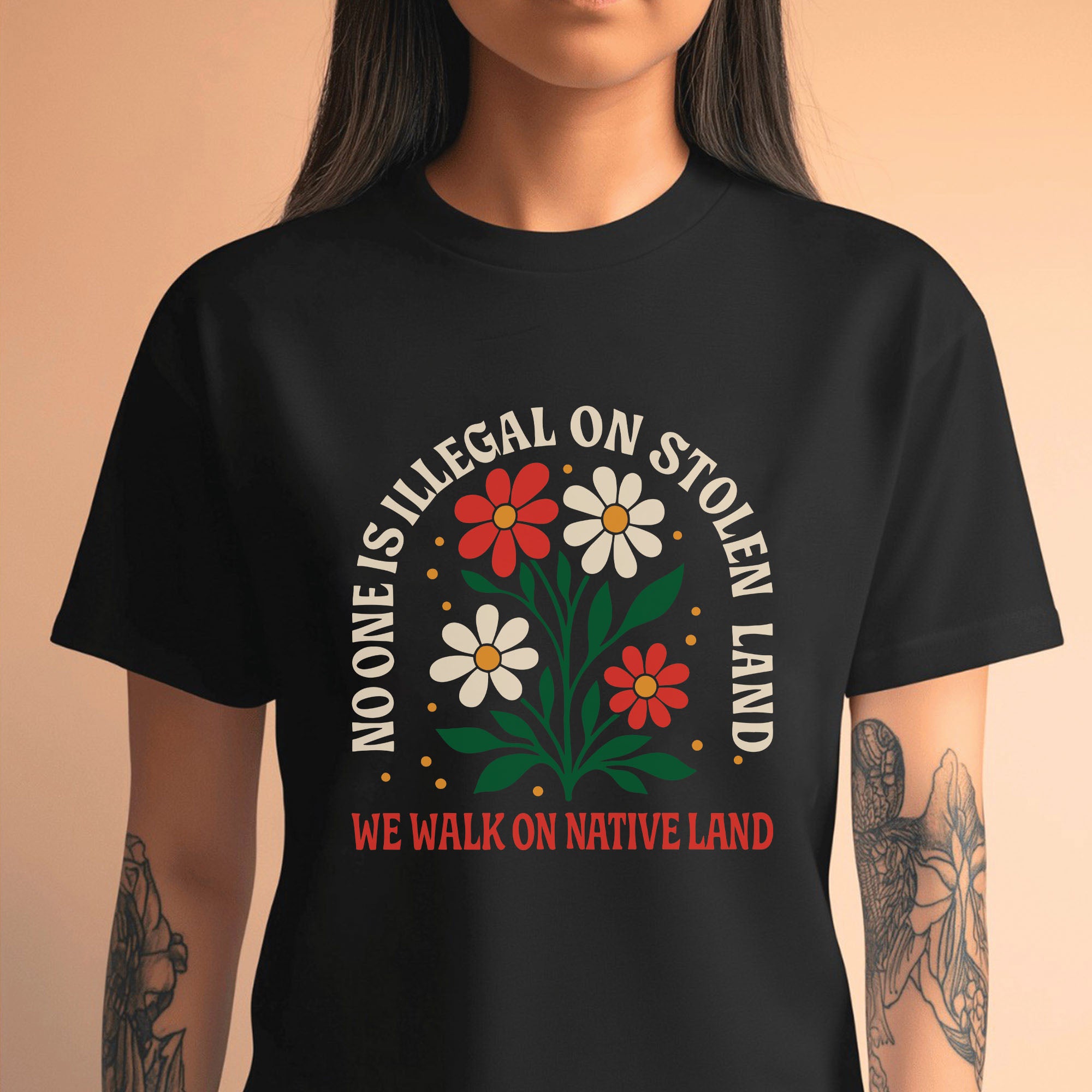 No One Is Illegal on Stolen Land We Walk on Native Land Unisex T-shirt/V-neck T-shirt/Hoodie/Sweatshirt N324