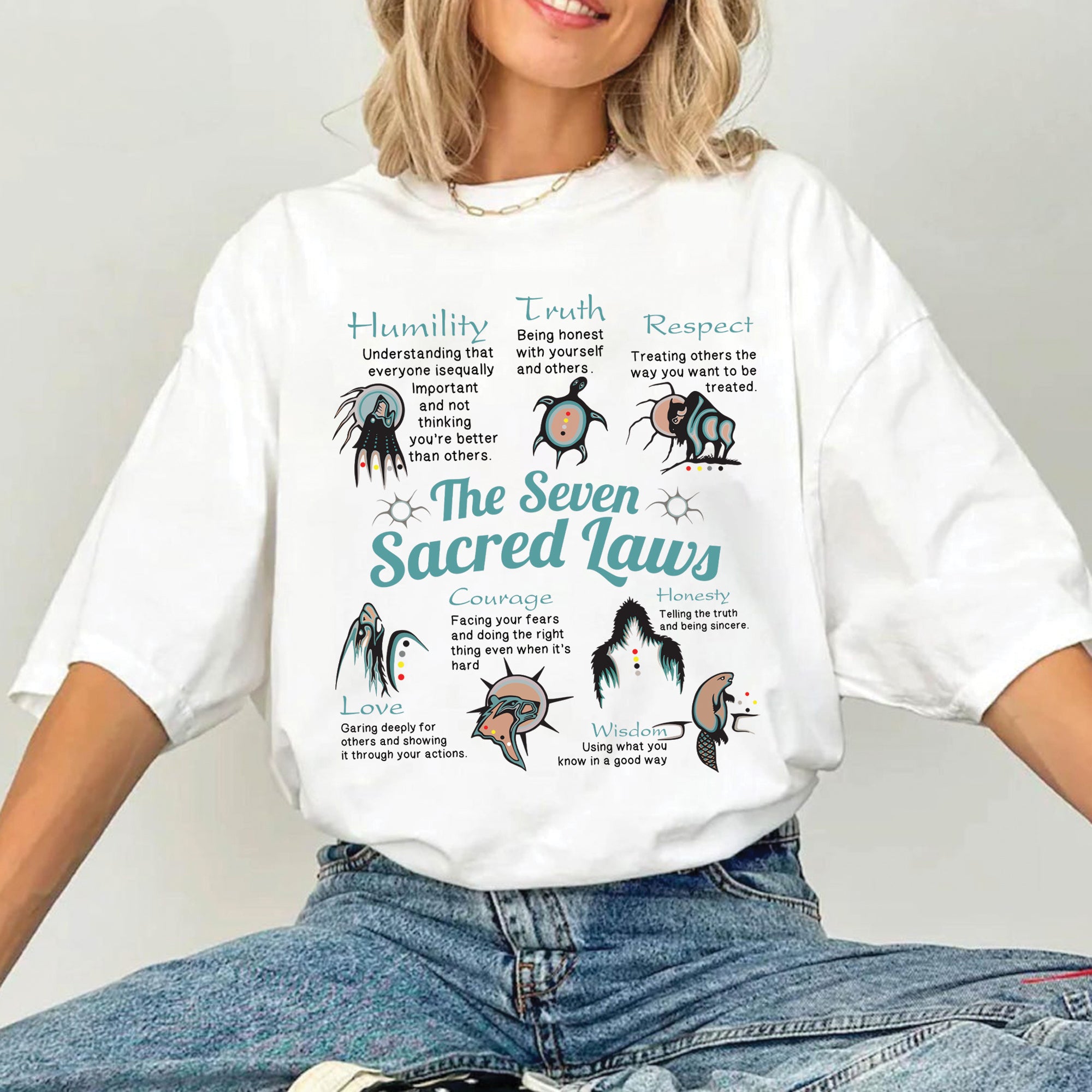 The Seven Sacred Laws Native American Indigenous Culture Unisex T-Shirt/T-Shirt V-Neck/Hoodie/Sweatshirt 189
