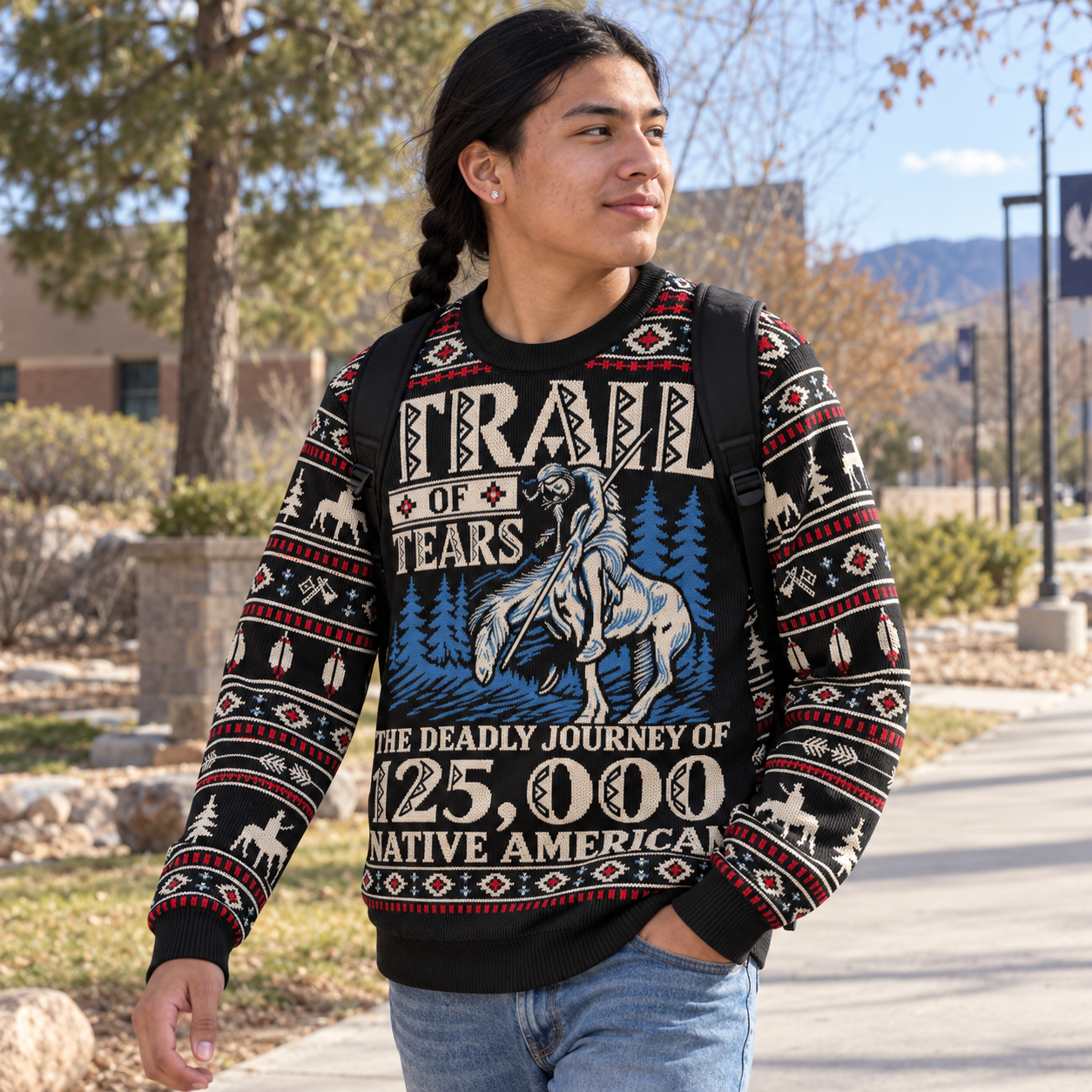 Trail Of Tear THE DEADLY JOURNEY OF 125,000 - Native American Ugly Sweatshirt