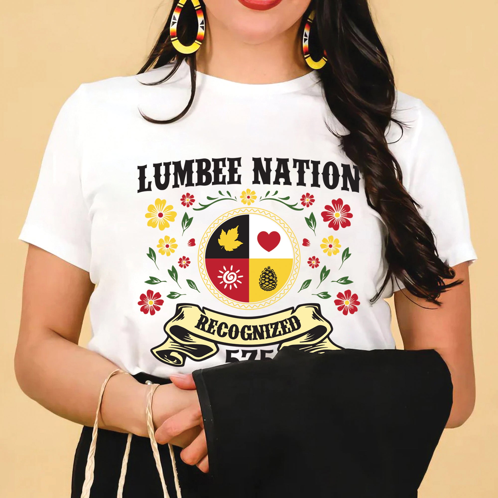 Lumbee Nation Recognized Native American 575 Floral Design Unisex T-shirt/T-shirt V-neck/Hoodie/Sweatshirt