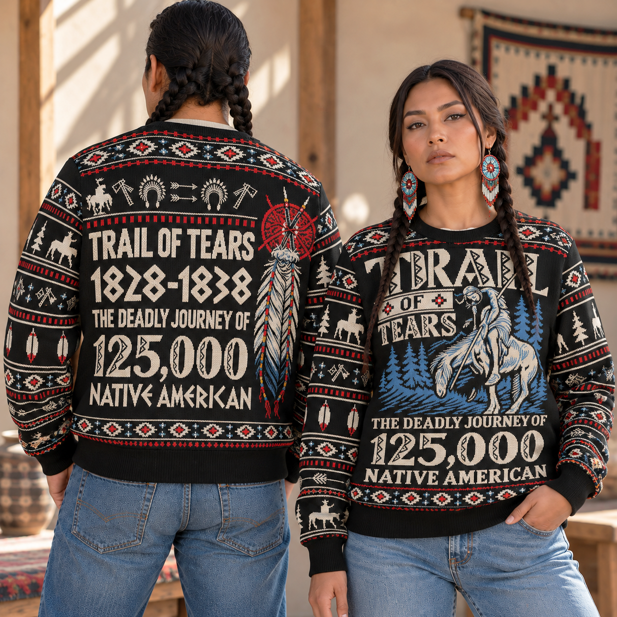 Trail Of Tear THE DEADLY JOURNEY OF 125,000 - Native American Ugly Sweatshirt