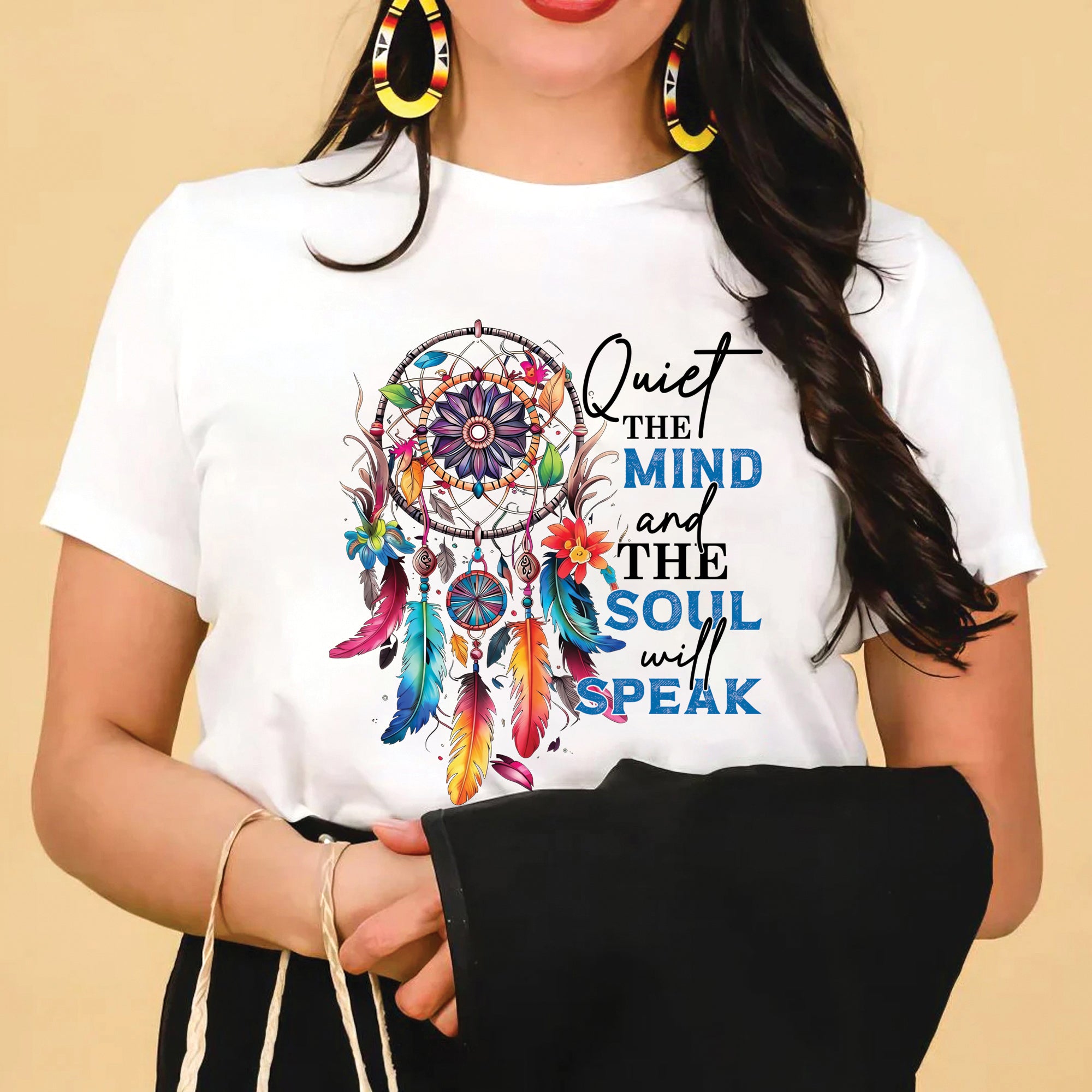 Quiet the Mind, the Soul Will Speak Native Dreamcatcher Unisex T-shirt/T-shirt V-neck/Hoodie/Sweatshirt