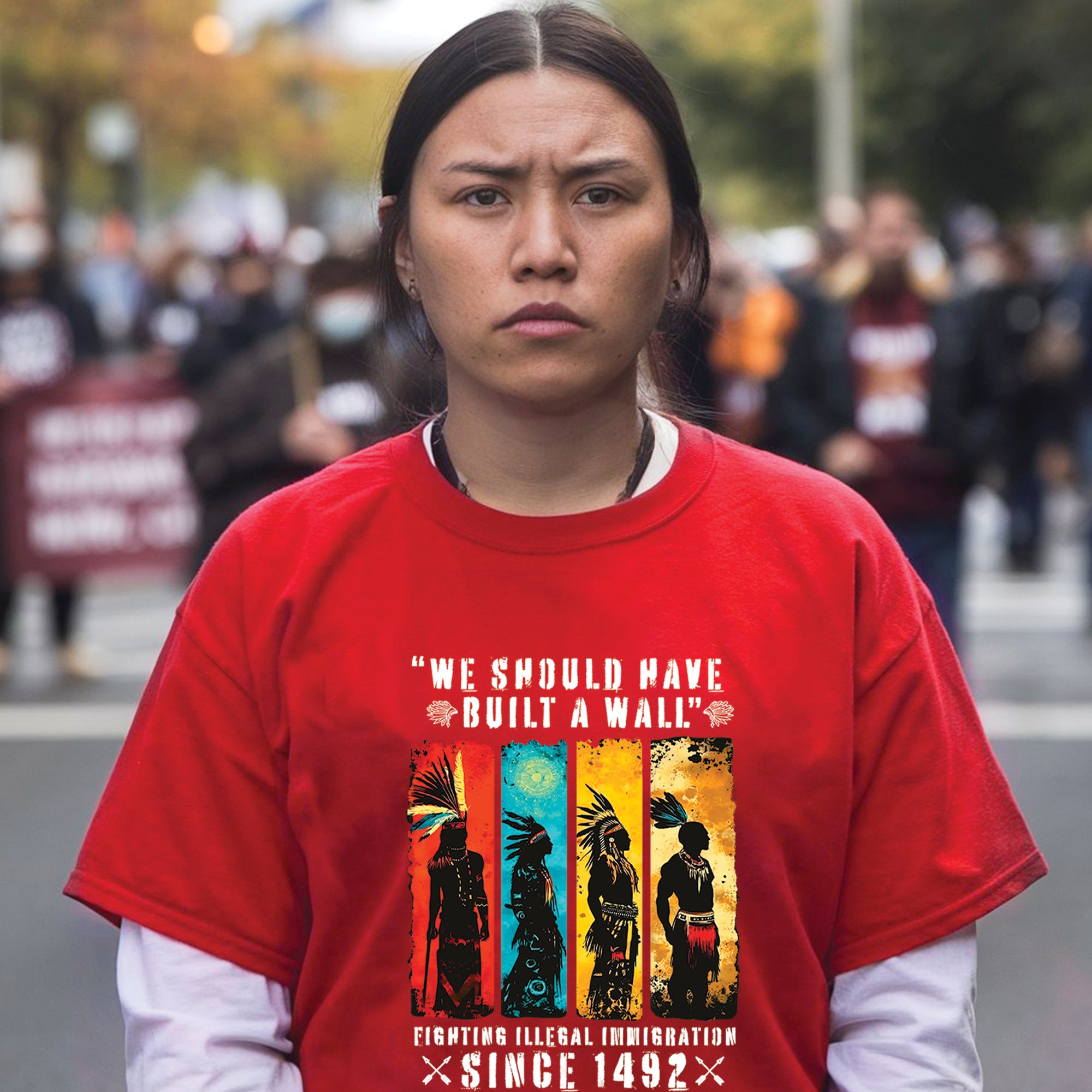 FIGHTING ILLEGAL IMMIGRATION SINCE 1492 Unisex T-Shirt/T-Shirt V-Neck/Hoodie/Sweatshirt