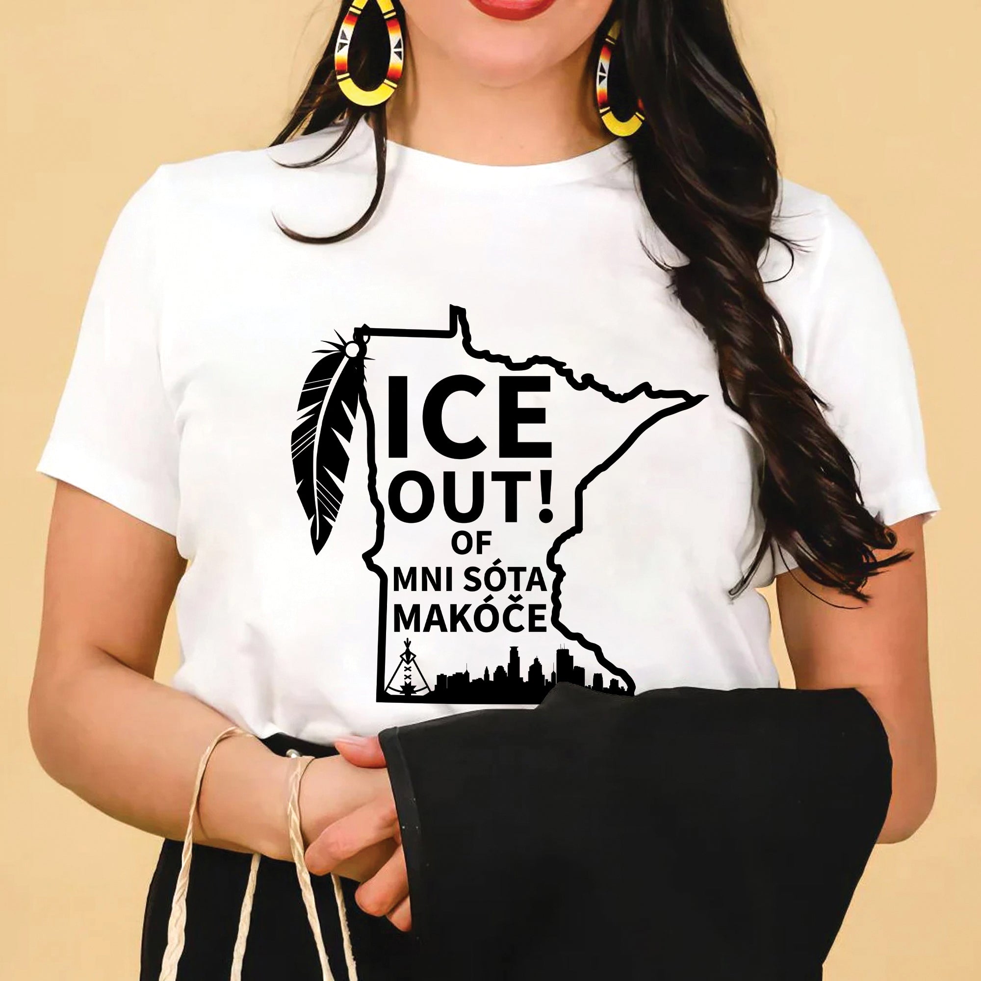 ICE Out of Minnesota Makóče Native Pride - No One Is Illegal On Stolen Land Unisex T-shirt/T-shirt V-Neck/Hoodie/Sweatshirt