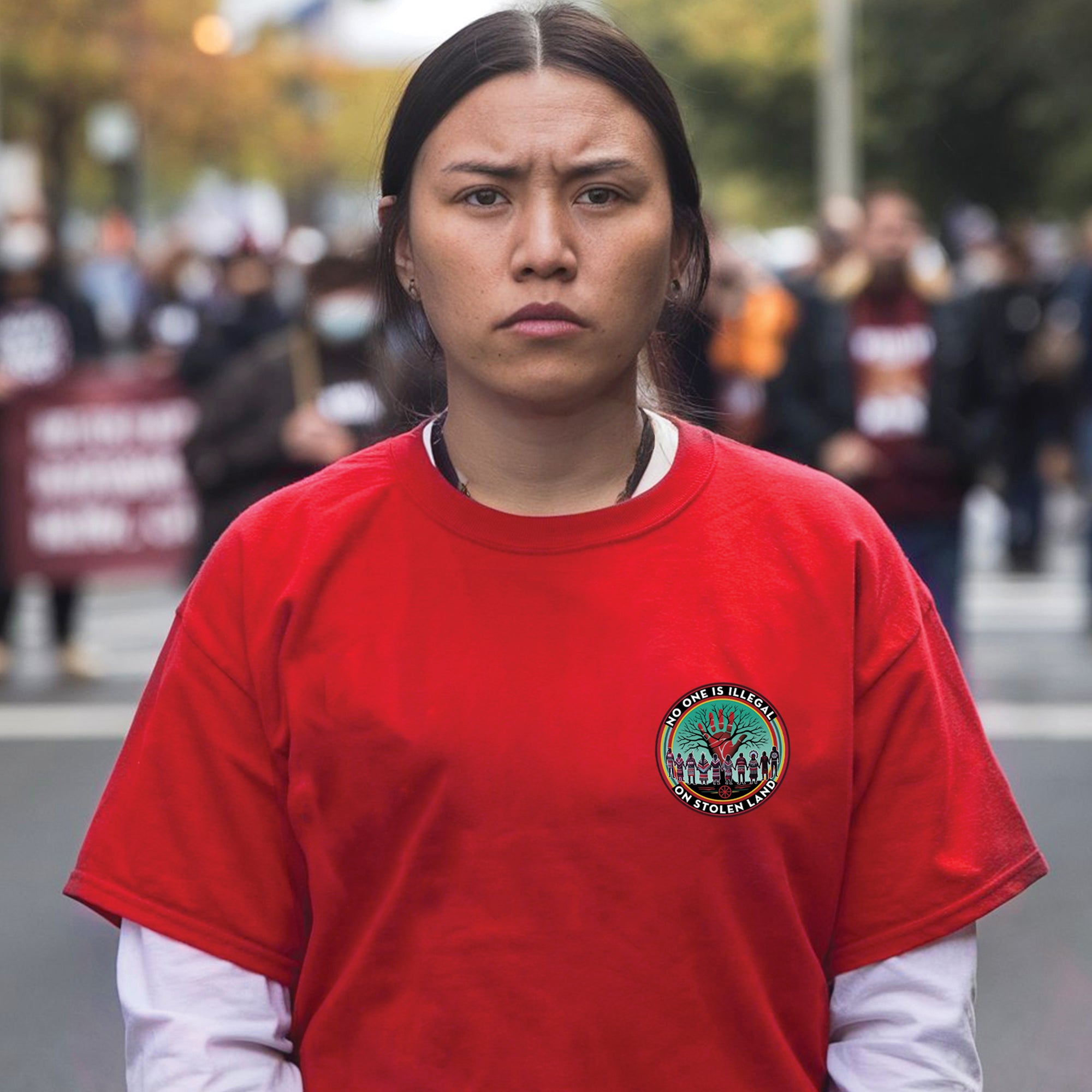 [Two Sides] No One Is Illegal On Stolen Land. We Walk On Native Land - Two Sides Unisex T-Shirt/T-Shirt V-Neck/Hoodie/Sweatshirt N27