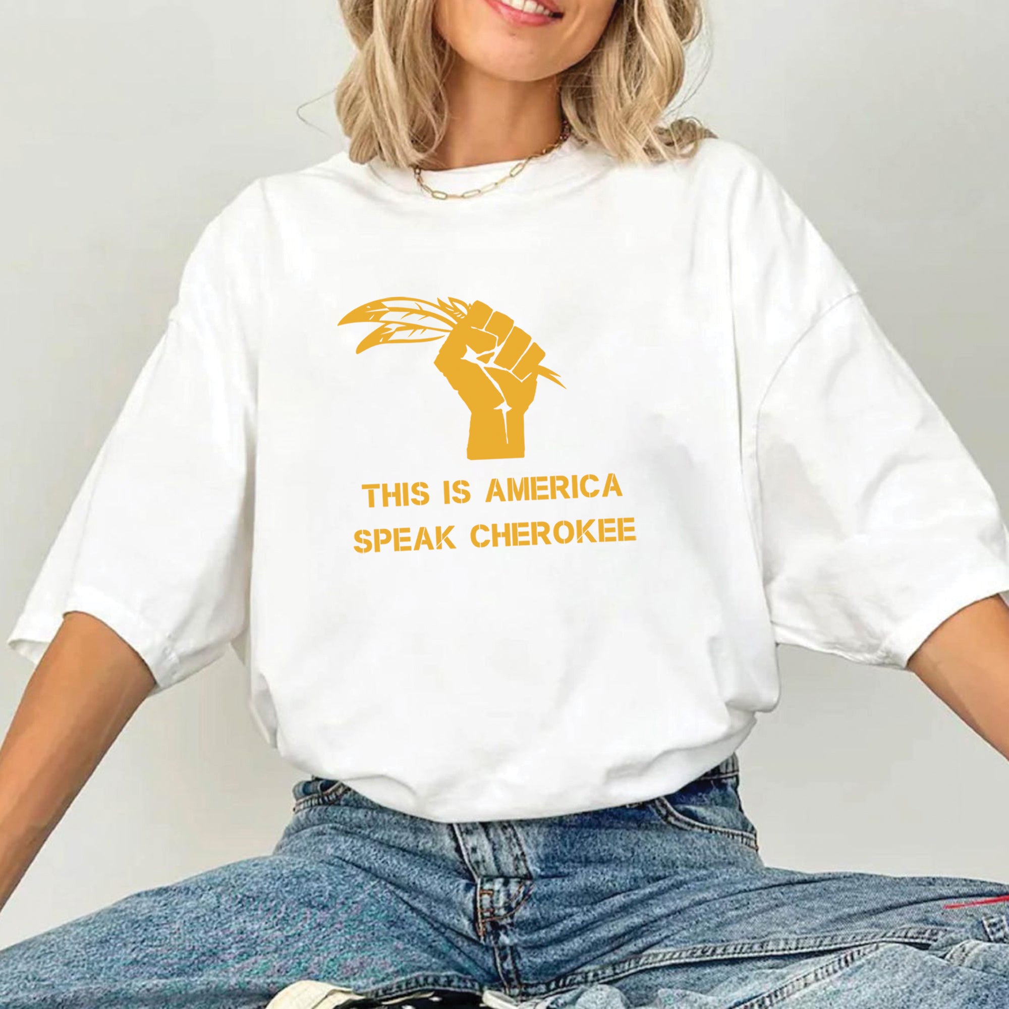 This Is American Speak Cherokee Unisex T-Shirt/T-Shirt V-Neck/Hoodie/Sweatshirt N38