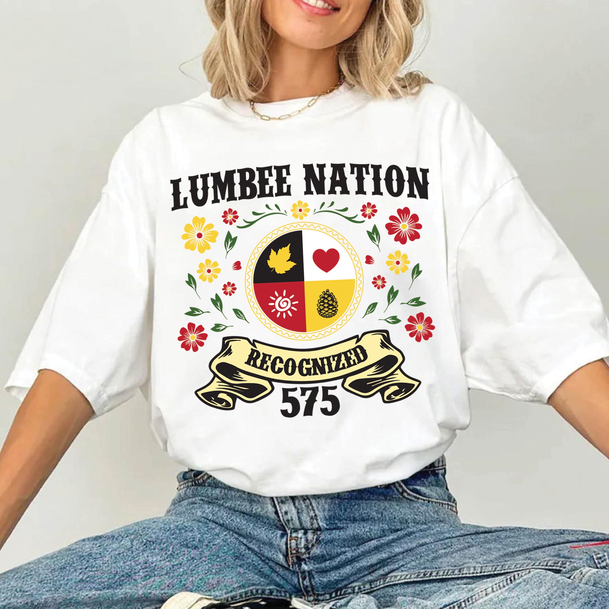 Lumbee Nation Recognized Native American 575 Floral Design Unisex T-shirt/T-shirt V-neck/Hoodie/Sweatshirt