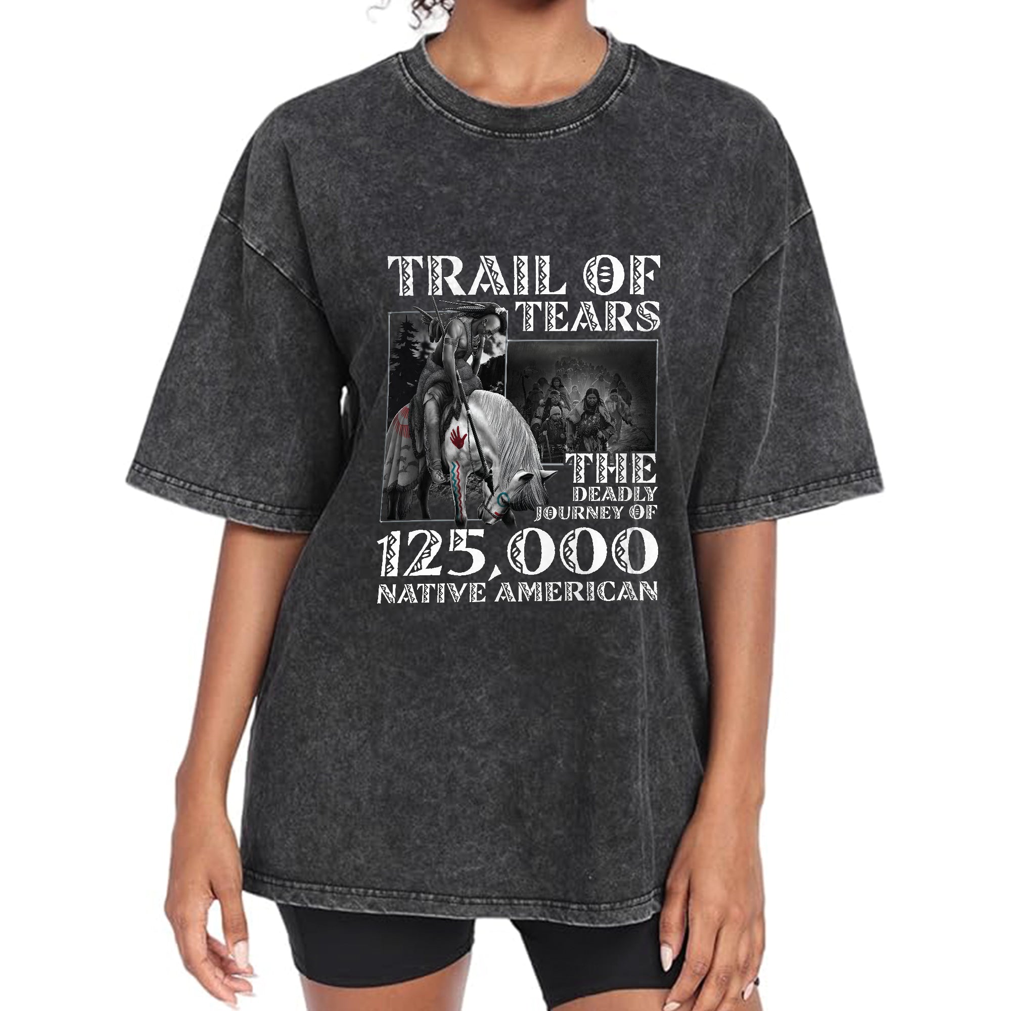 Trail of Tears The Deadly Journey Of 125K Native American Unisex Mineral Washed T-Shirt
