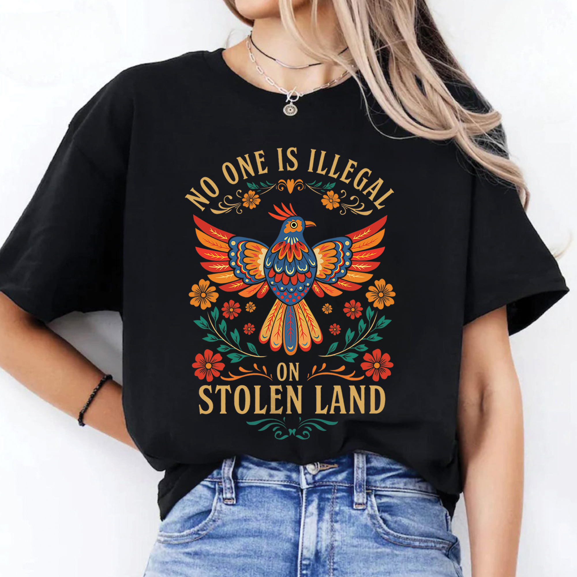 No One Is Illegal On Stolen Land - Unisex T-Shirt/T-Shirt V-Neck/Hoodie/Sweatshirt 169