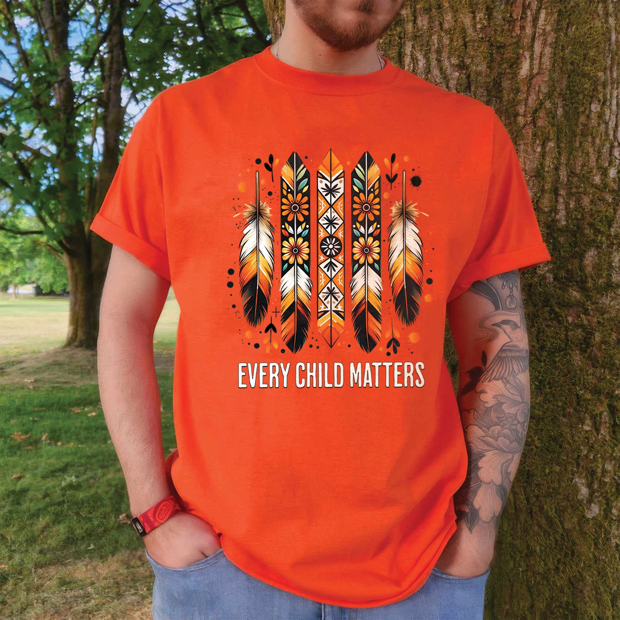 Every Child Matters Orange Native American Feather Unisex T-Shirt/Hoodie/Sweatshirt