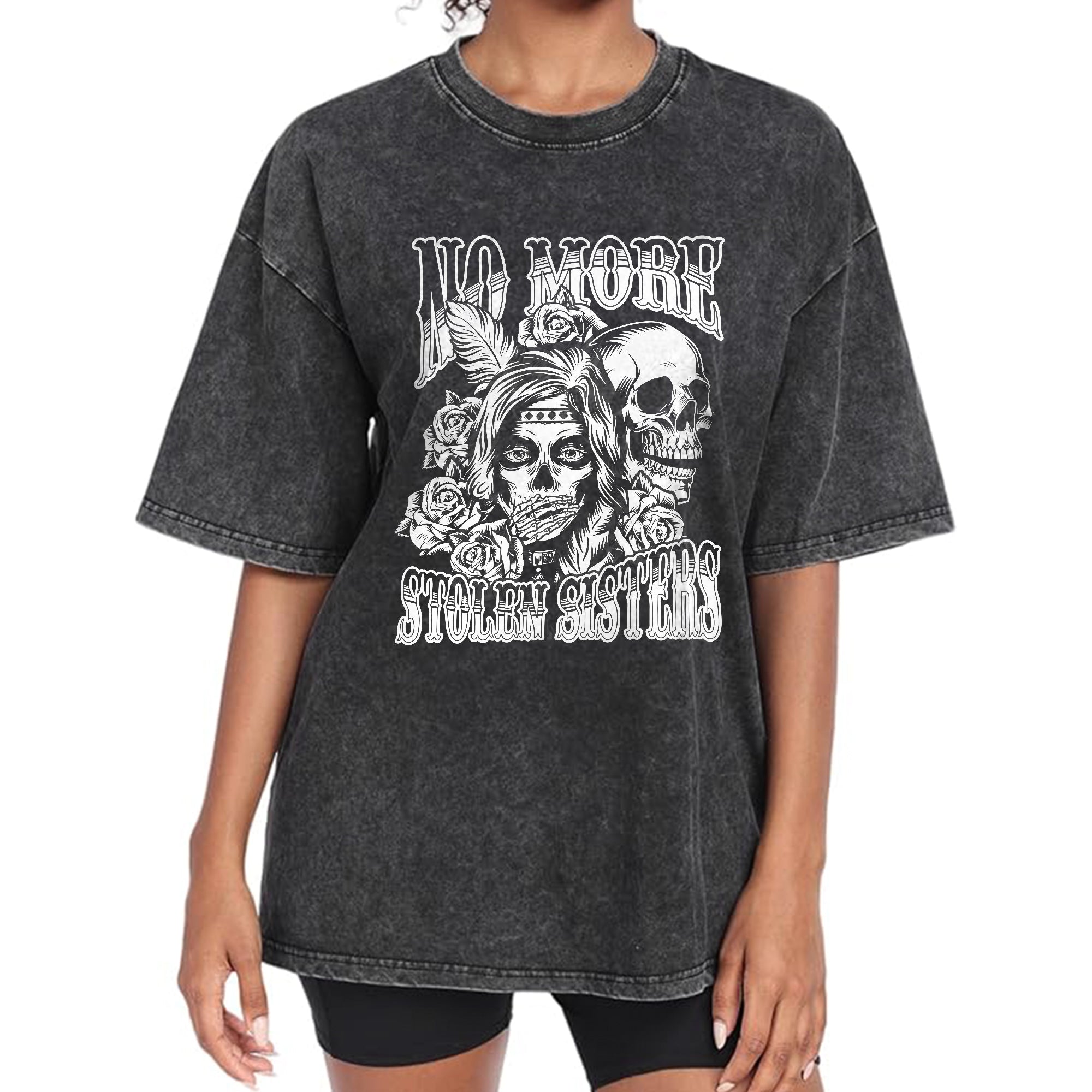 No More Stolen Sisters – Powerful MMIW Statement Unisex Mineral Washed T-Shirt