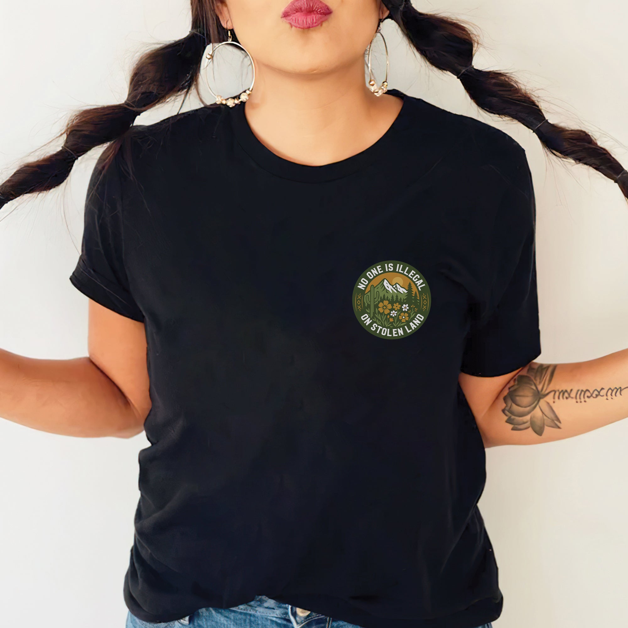 No One Is Illegal On Stolen Land - Unisex T-Shirt/T-Shirt V-Neck/Hoodie/Sweatshirt - Two Sides N62