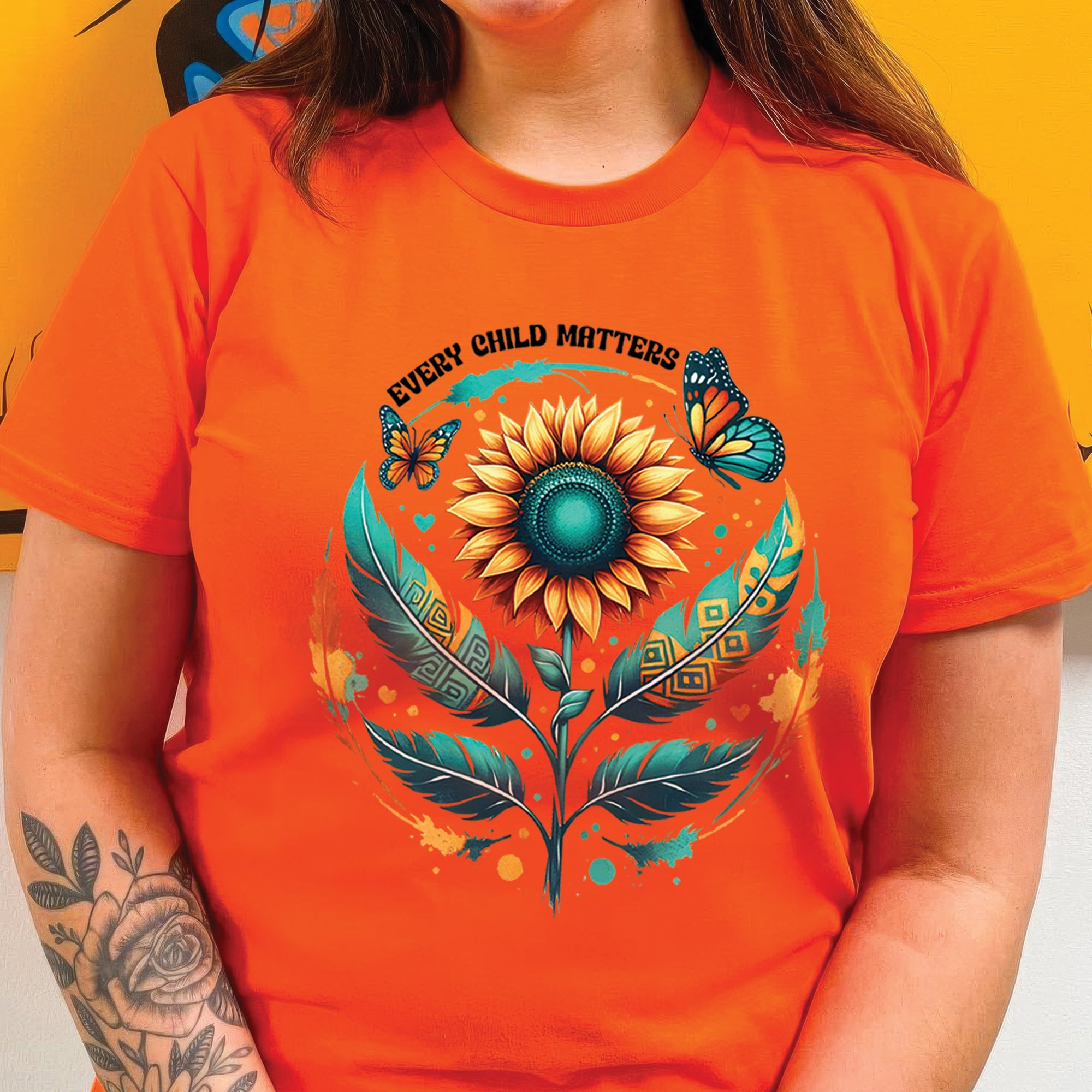 Every Child Matters Sunflower Orange Native American Unisex T-Shirt/Hoodie/Sweatshirt