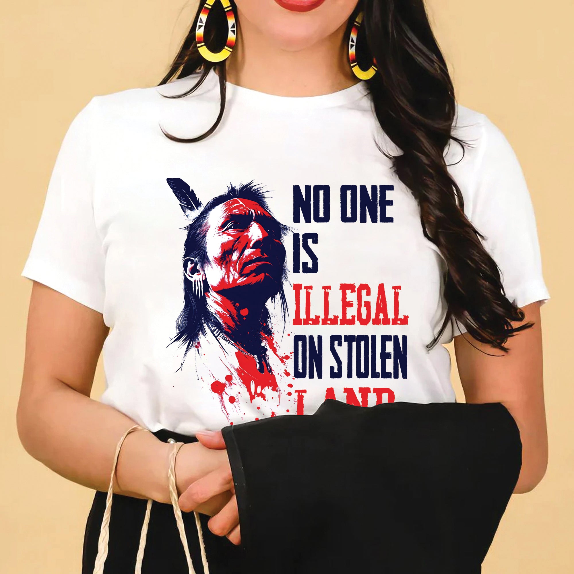 No One Is Illegal On Stolen Land Native American Warrior Unisex T-shirt/V-neck T-shirt/Hoodie/Sweatshirt