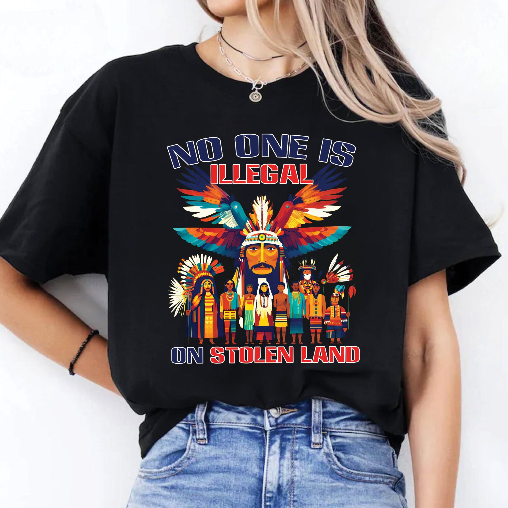 No One Is Illegal on Stolen Land Unisex T-shirt/V-neck T-shirt/Hoodie/Sweatshirt N326