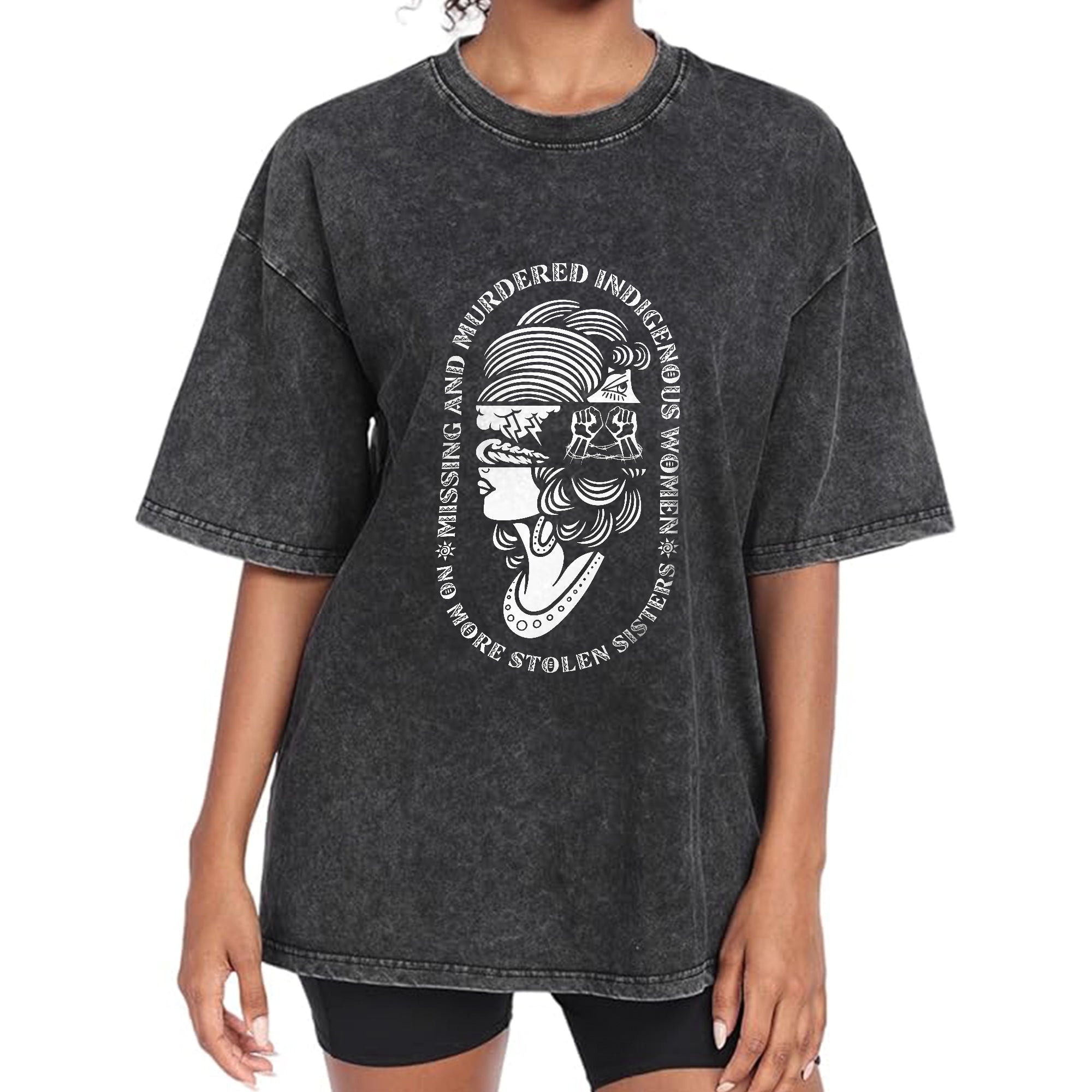 No More Stolen Sisters – MMIW Unisex Mineral Washed T-Shirt