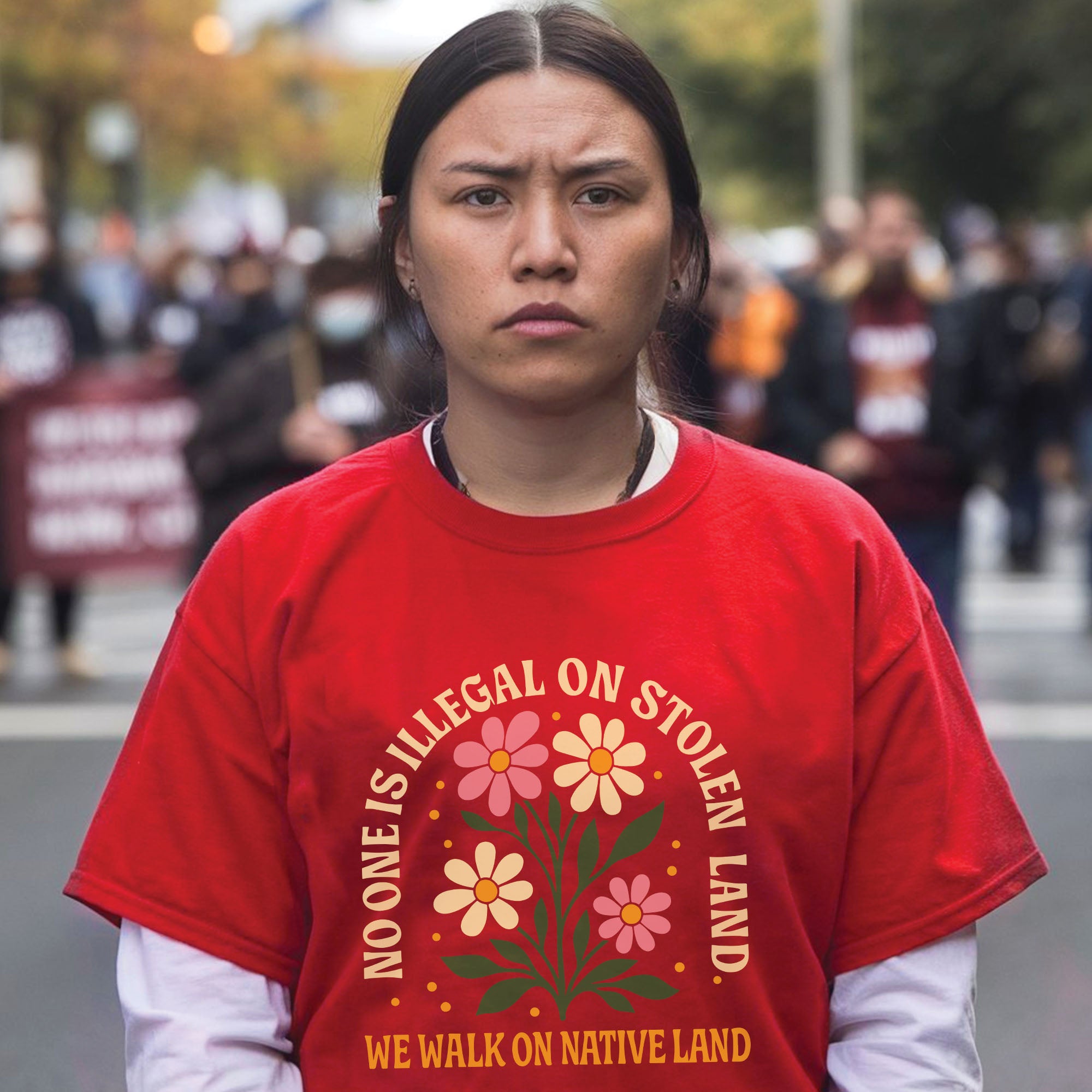 No One Is Illegal on Stolen Land We Walk on Native Land Unisex T-shirt/V-neck T-shirt/Hoodie/Sweatshirt N324