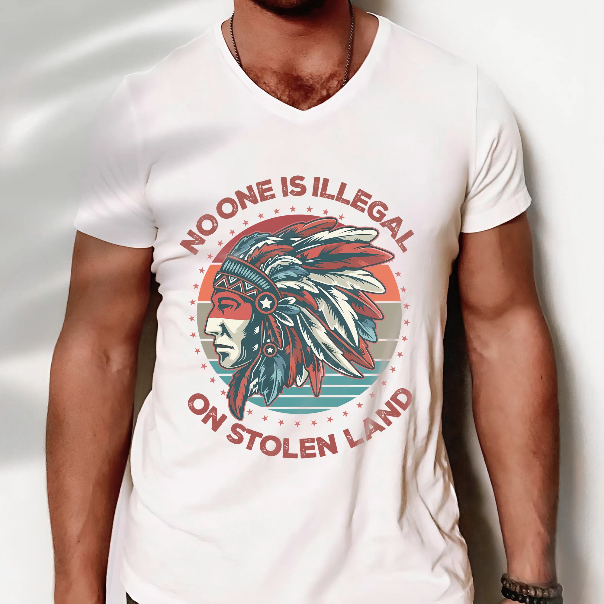 No One Is Illegal On Stolen Land Style 13 - One Sides Unisex T-Shirt/T-Shirt V-Neck/Hoodie/Sweatshirt
