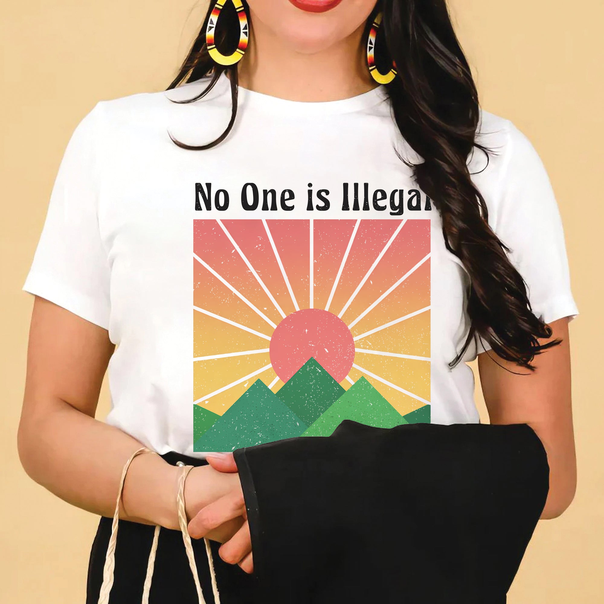 No One Is Illegal On Stolen Land Sun Symbol of Native Rights & Justice Unisex T-shirt/V-neck T-shirt/Hoodie/Sweatshirt
