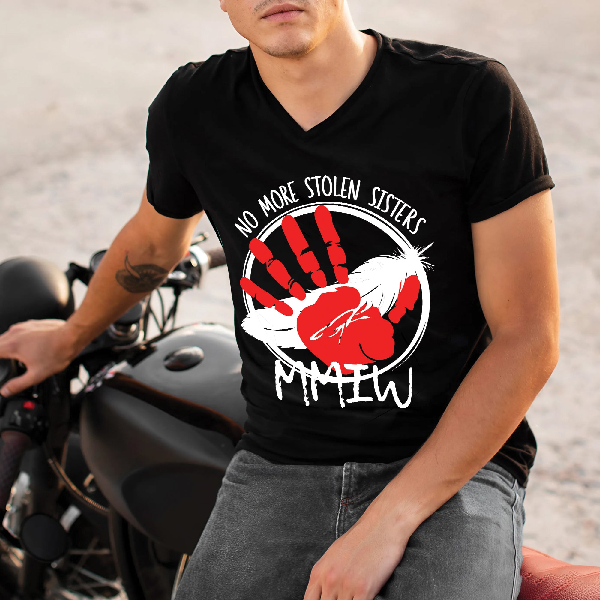 No More Stolen Sisters MMIW Native Women Awareness Unisex T-shirt/T-shirt V-Neck/Hoodie/Sweatshirt - One side