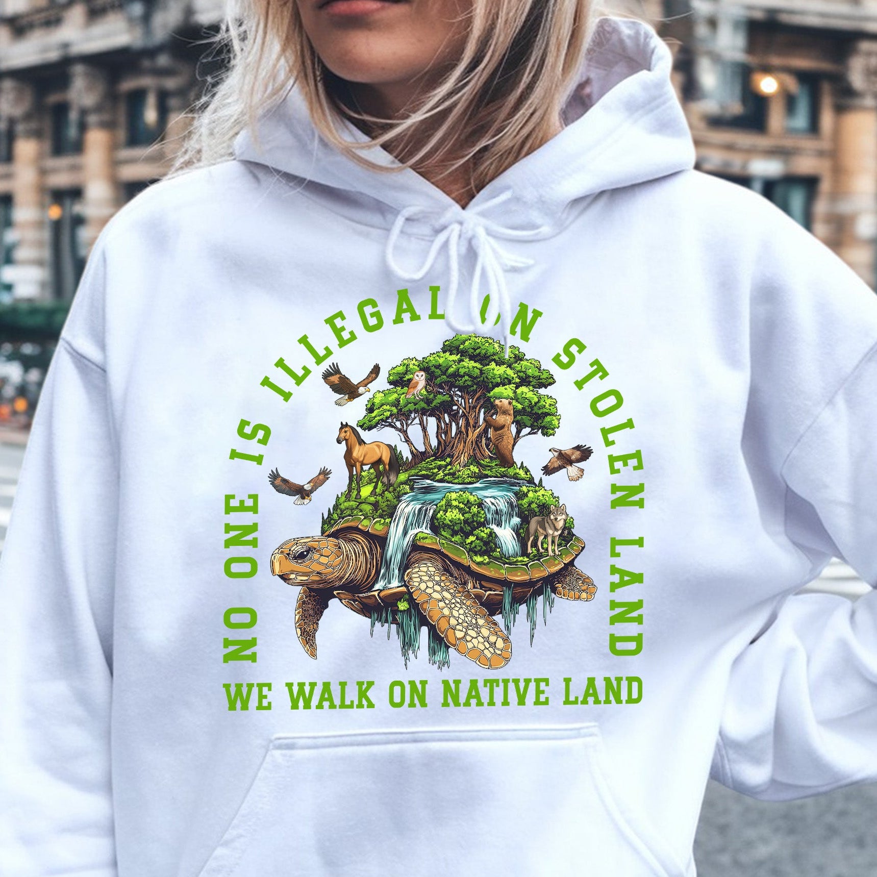 No One Is Illegal On Stolen Land. We Walk On Native Land Style 4 - One Sides Unisex T-Shirt/T-Shirt V-Neck/Hoodie/Sweatshirt