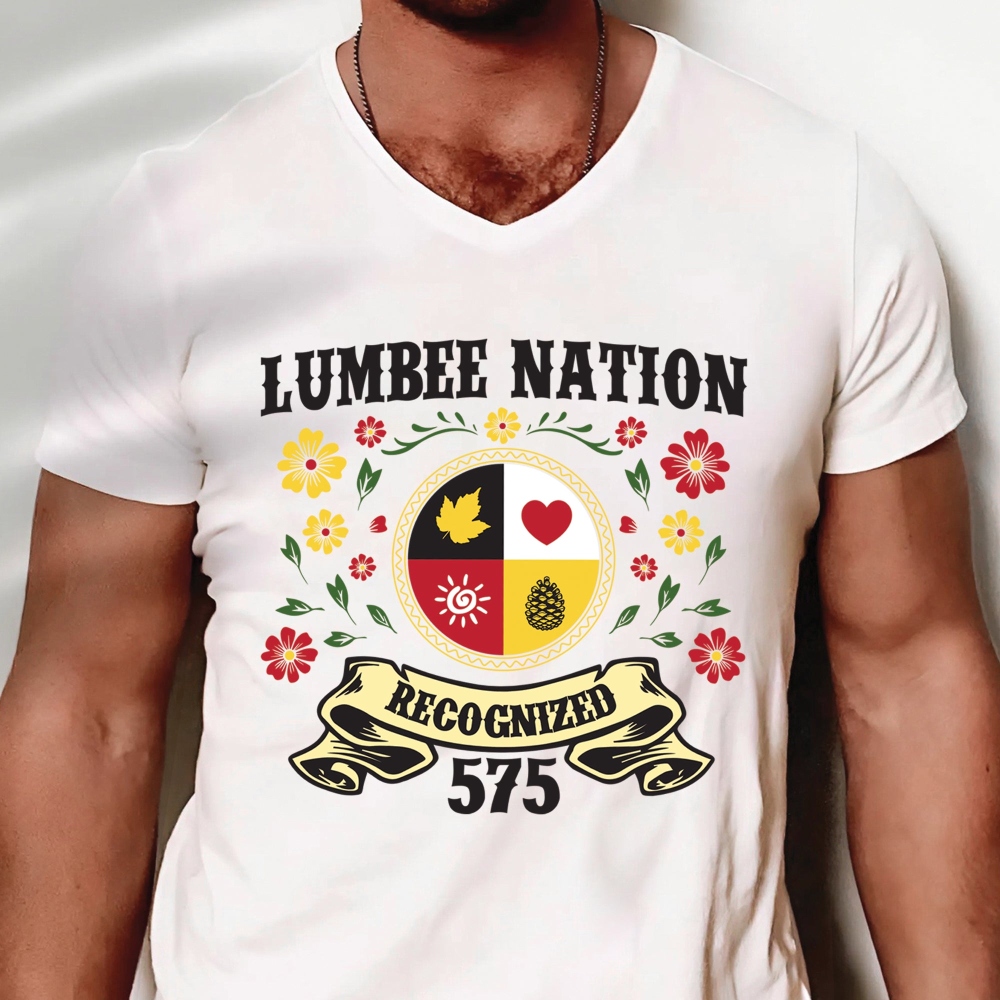 Lumbee Nation Recognized Native American 575 Floral Design Unisex T-shirt/T-shirt V-neck/Hoodie/Sweatshirt
