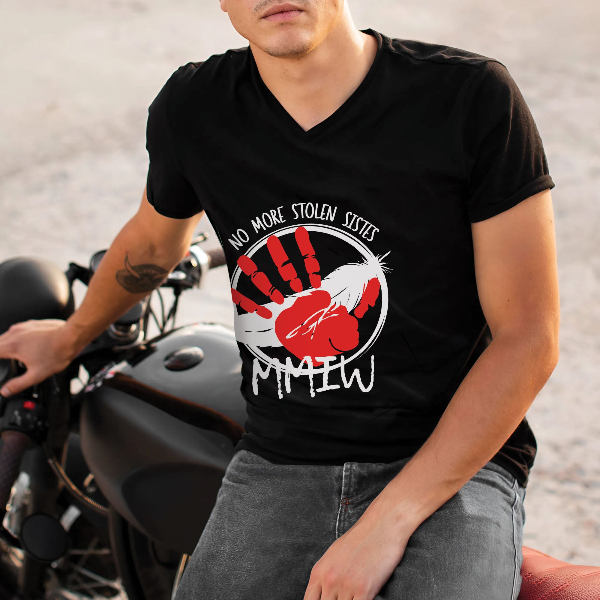 No More Stolen Sisters MMIW Native Women Awareness Unisex T-shirt/T-shirt V-Neck/Hoodie/Sweatshirt - One side