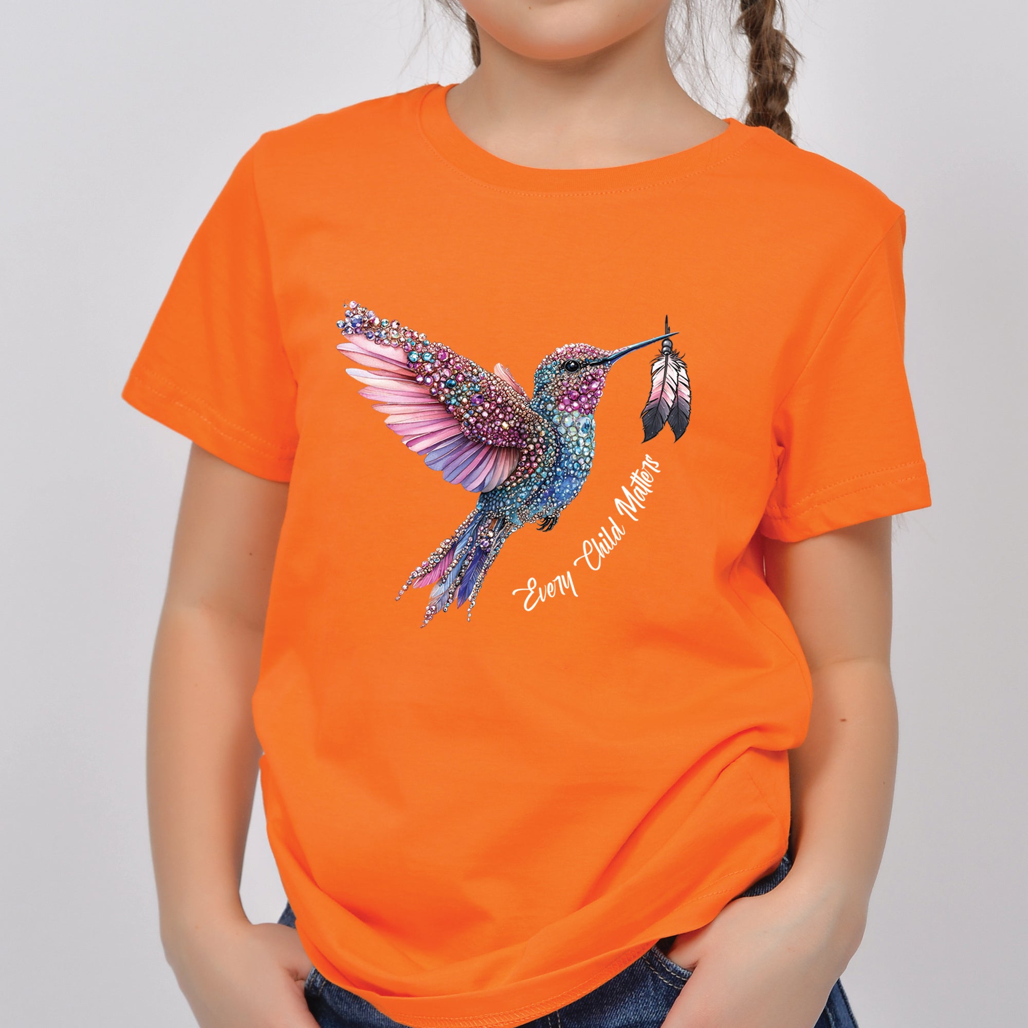 Every Child Matters Hummingbird Feathered Elegance Orange Native American Unisex T-Shirt/Hoodie/Sweatshirt