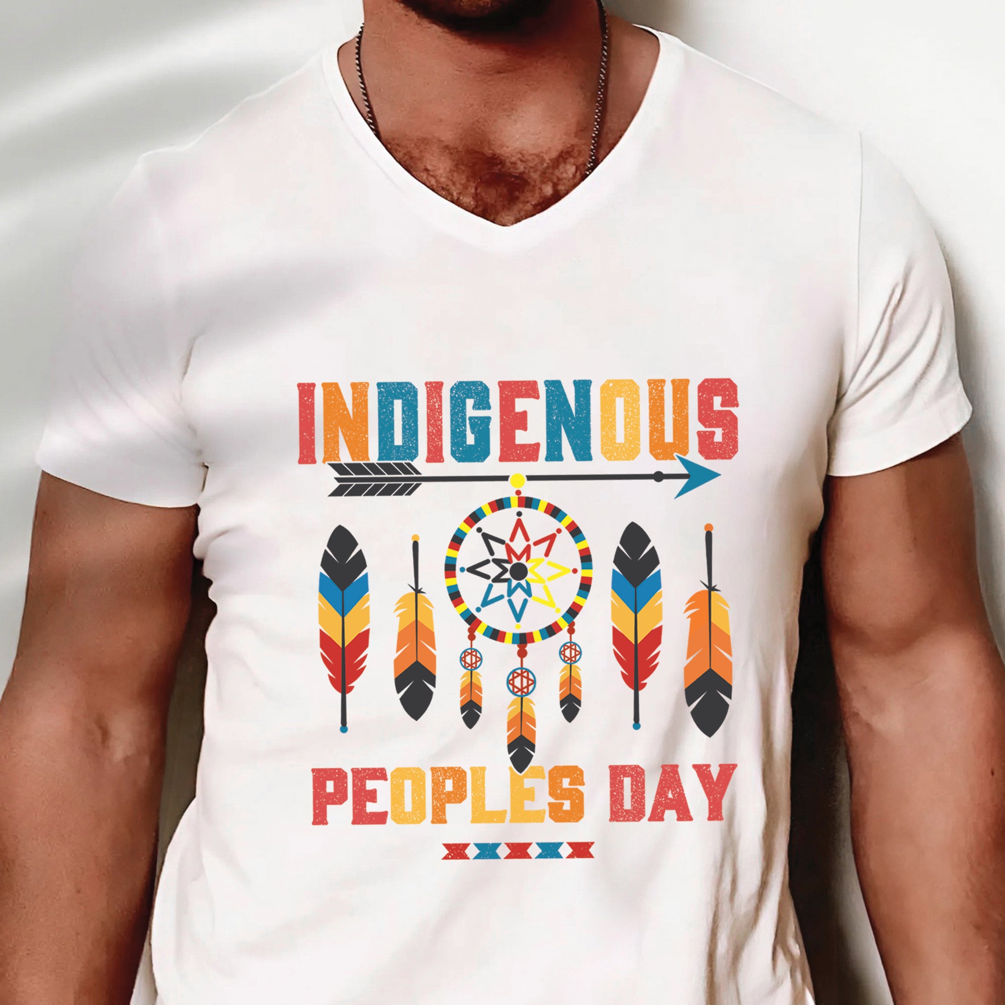 Indigenous Peoples Day Dreamcatcher, Arrow and Multicolor Tribal Feathers Unisex T-Shirt/T-Shirt V-Neck/Hoodie/Sweatshirt
