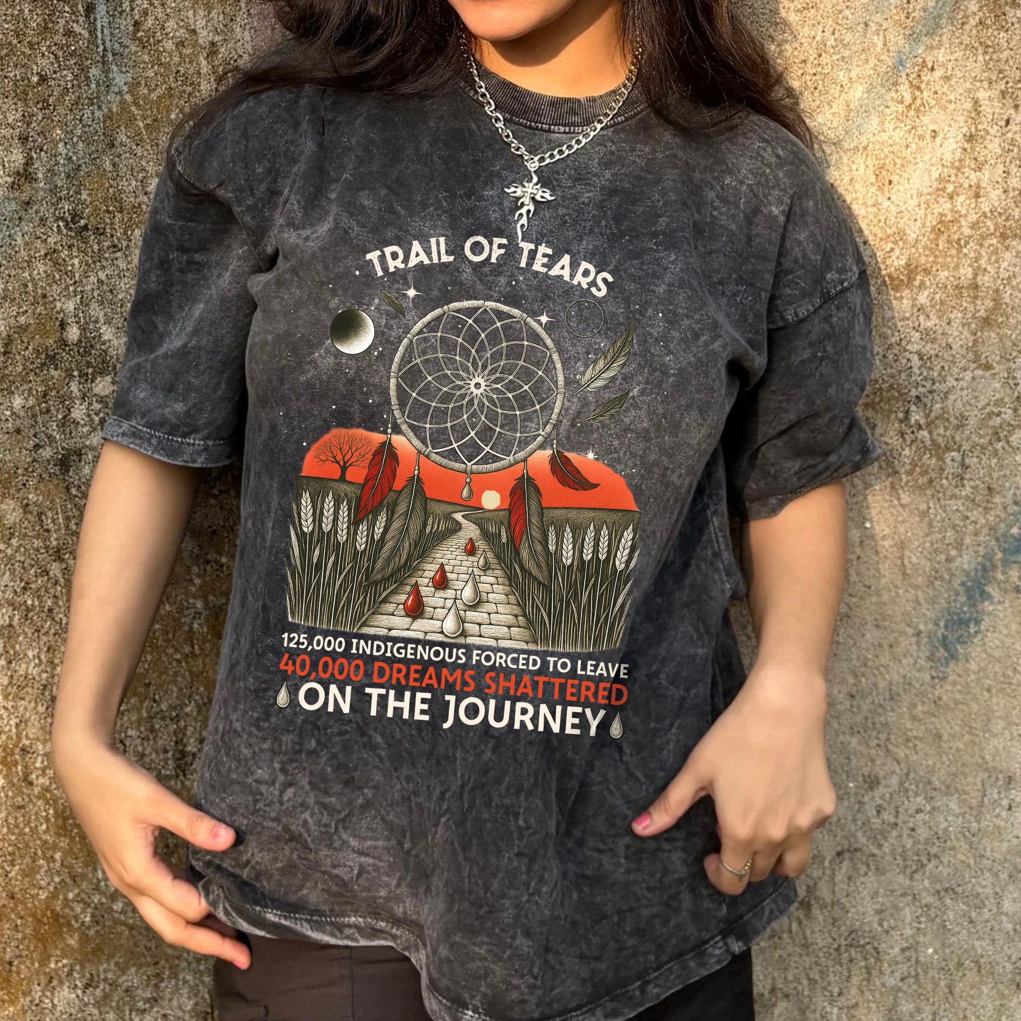 Trail of Tears Blood Tears Roade Unisex Mineral Washed T-Shirt