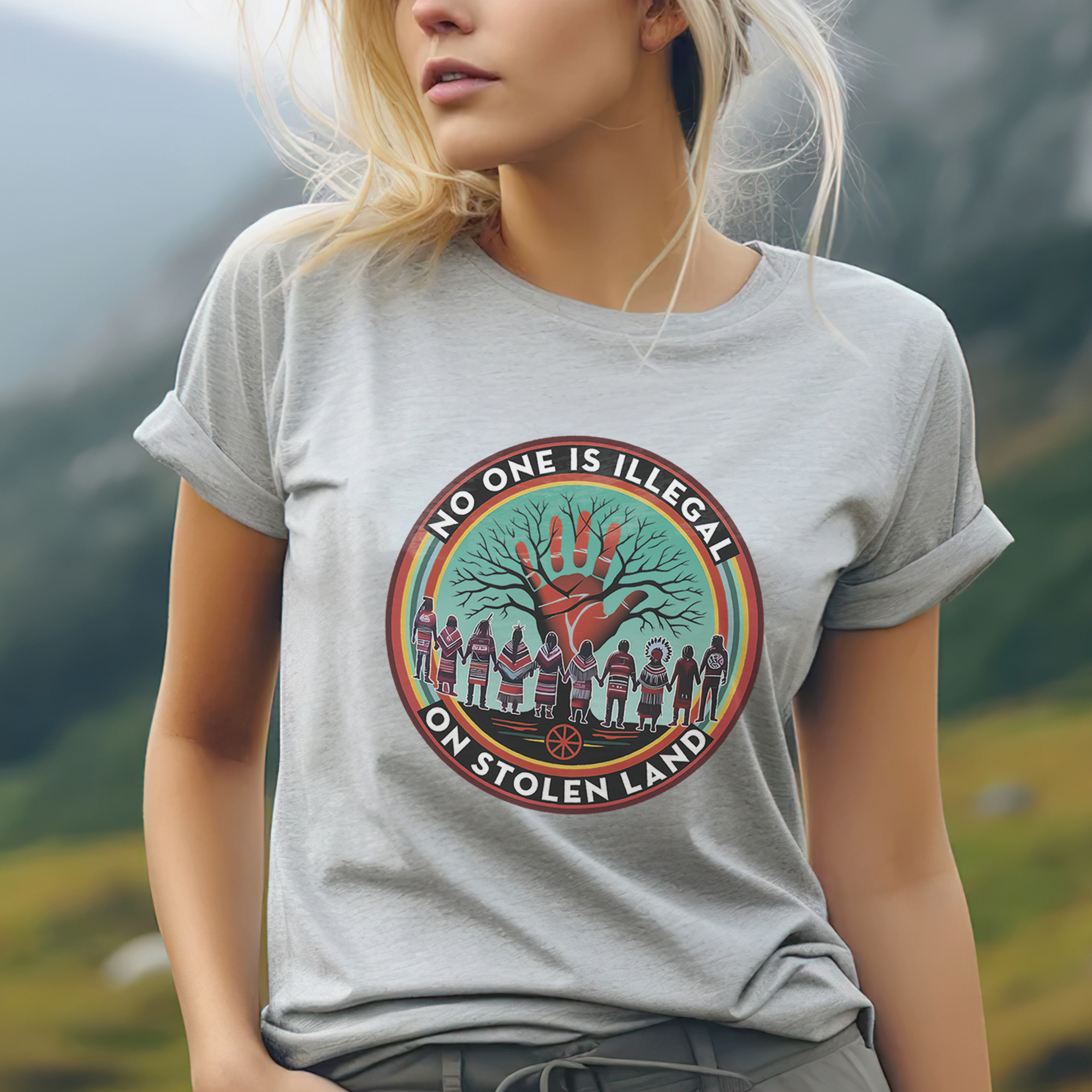 No One Is Illegal On Stolen Land - Unisex T-Shirt/T-Shirt V-Neck/Hoodie/Sweatshirt 166