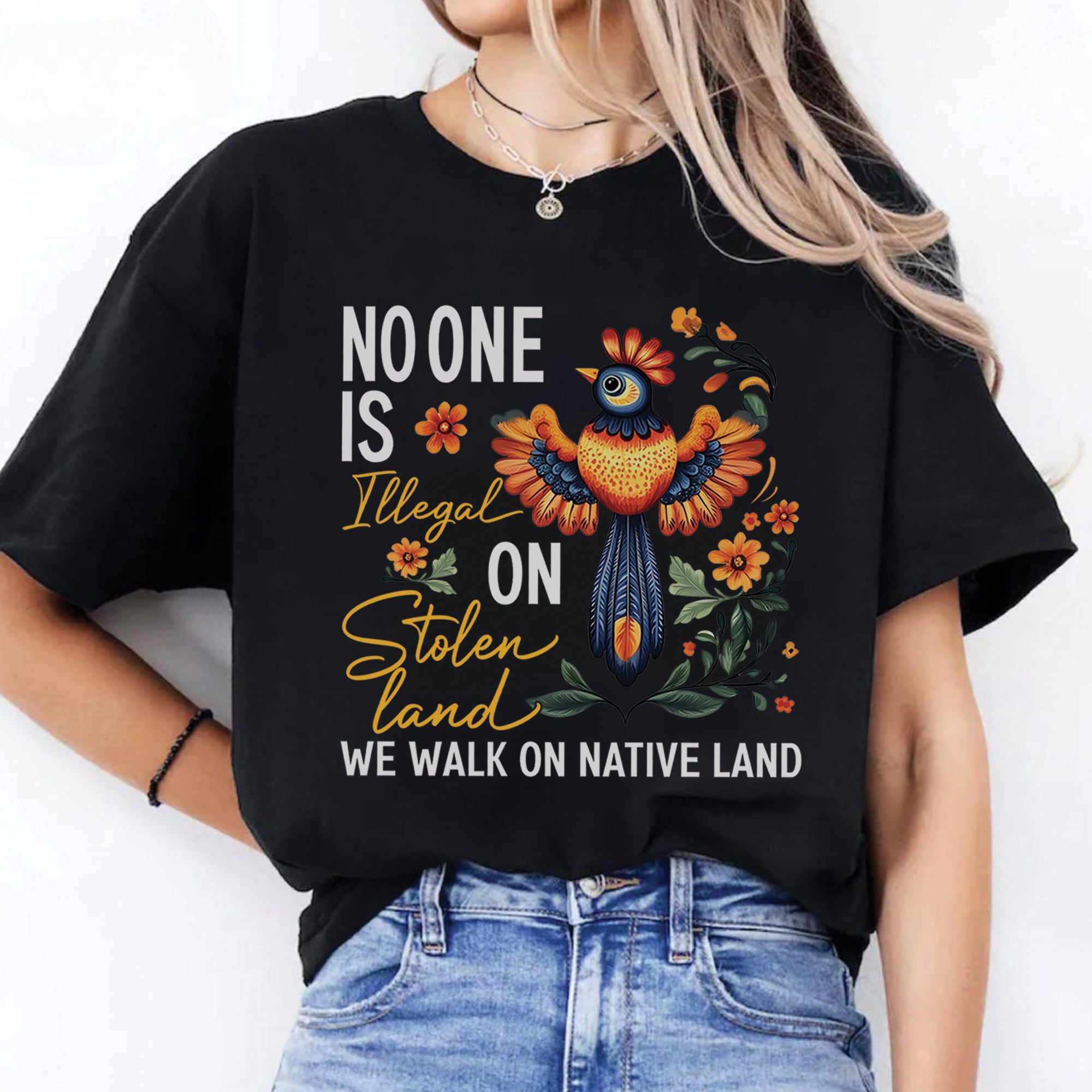 No One Is Illegal On Stolen Land - Unisex T-Shirt/T-Shirt V-Neck/Hoodie/Sweatshirt N57