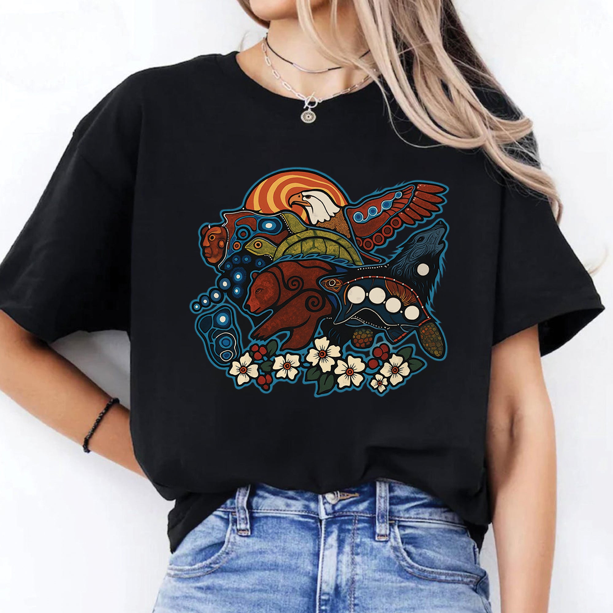 Seven Sacred Teachings Animal Native Wisdom Indigenous Culture Unisex T-Shirt/T-Shirt V-Neck/Hoodie/Sweatshirt