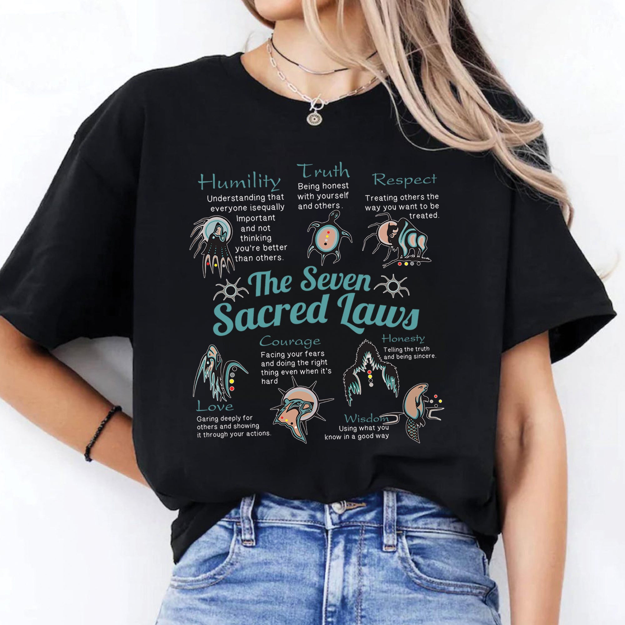 The Seven Sacred Laws Native American Indigenous Culture Unisex T-Shirt/T-Shirt V-Neck/Hoodie/Sweatshirt 189