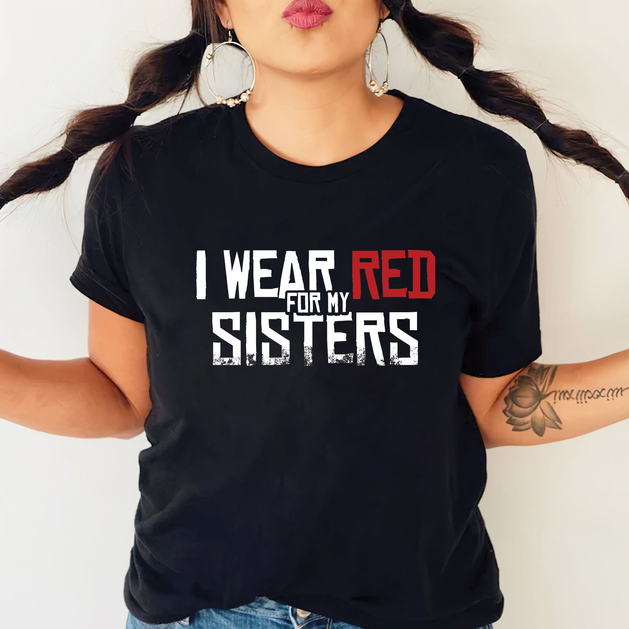 MMIW I Wear Red For My Sisters Native American Unisex T-shirt/T-shirt V-Neck/Hoodie/Sweatshirt