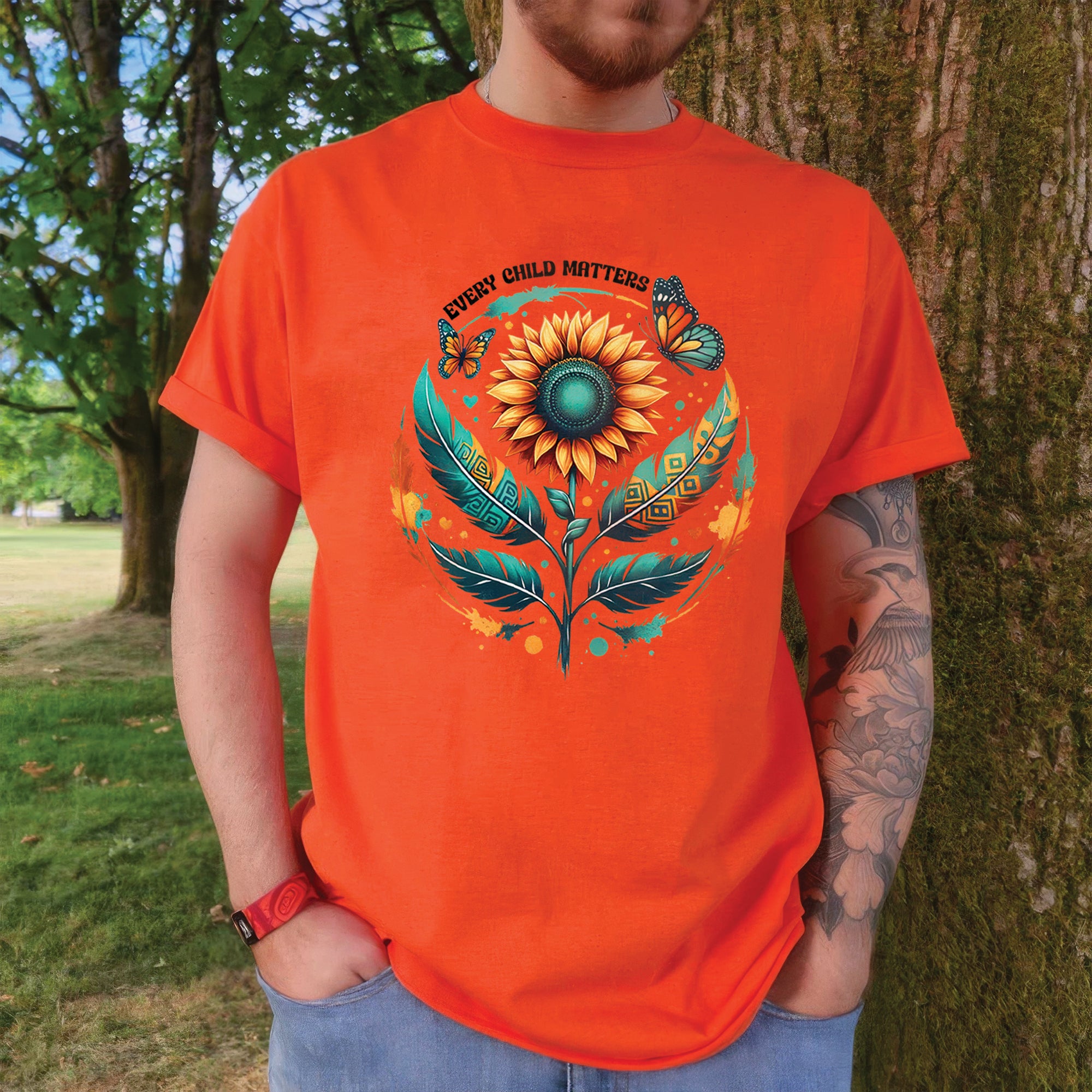 Every Child Matters Sunflower Orange Native American Unisex T-Shirt/Hoodie/Sweatshirt