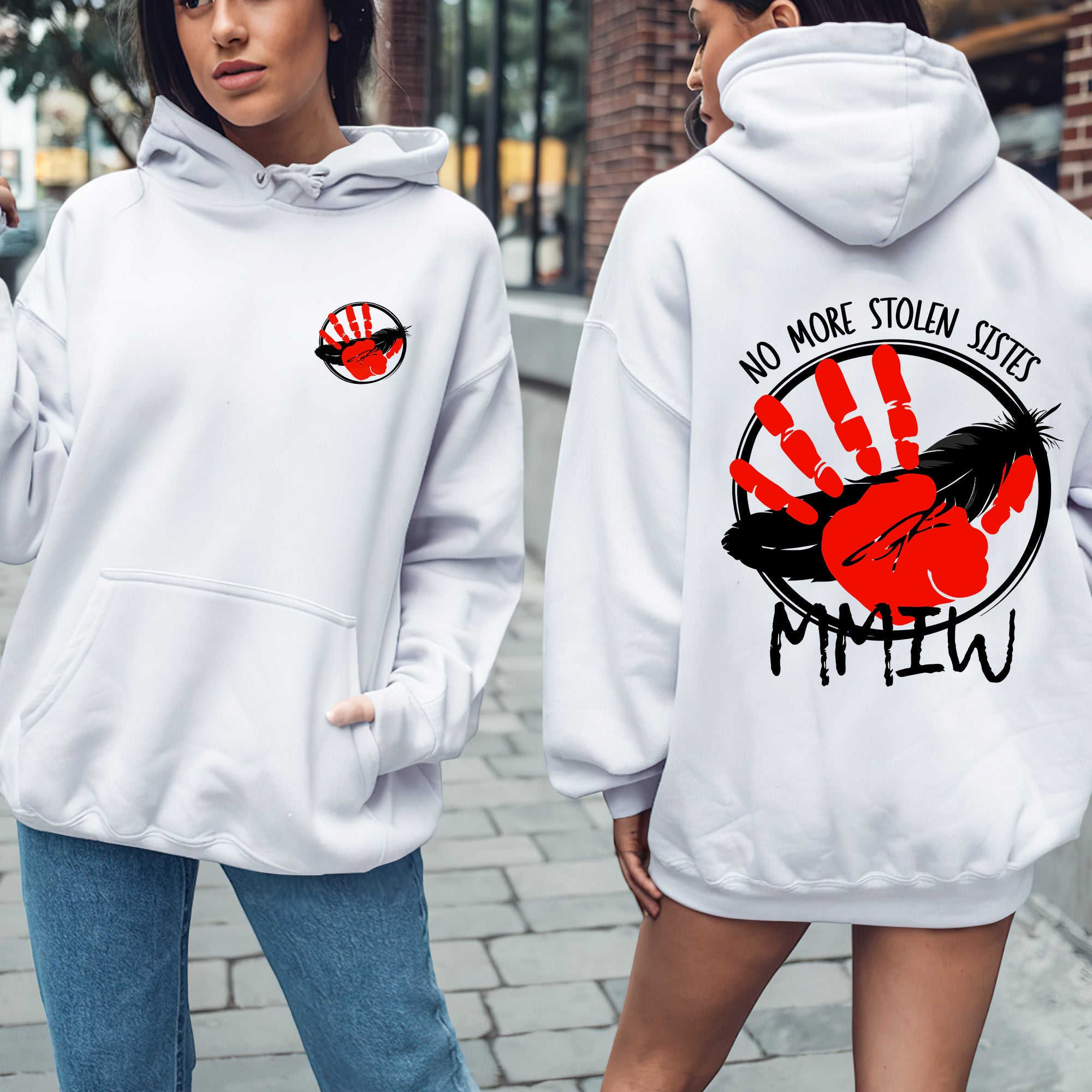 No More Stolen Sisters MMIW Native Women Awareness Unisex T-shirt/T-shirt V-Neck/Hoodie/Sweatshirt-Two Sides