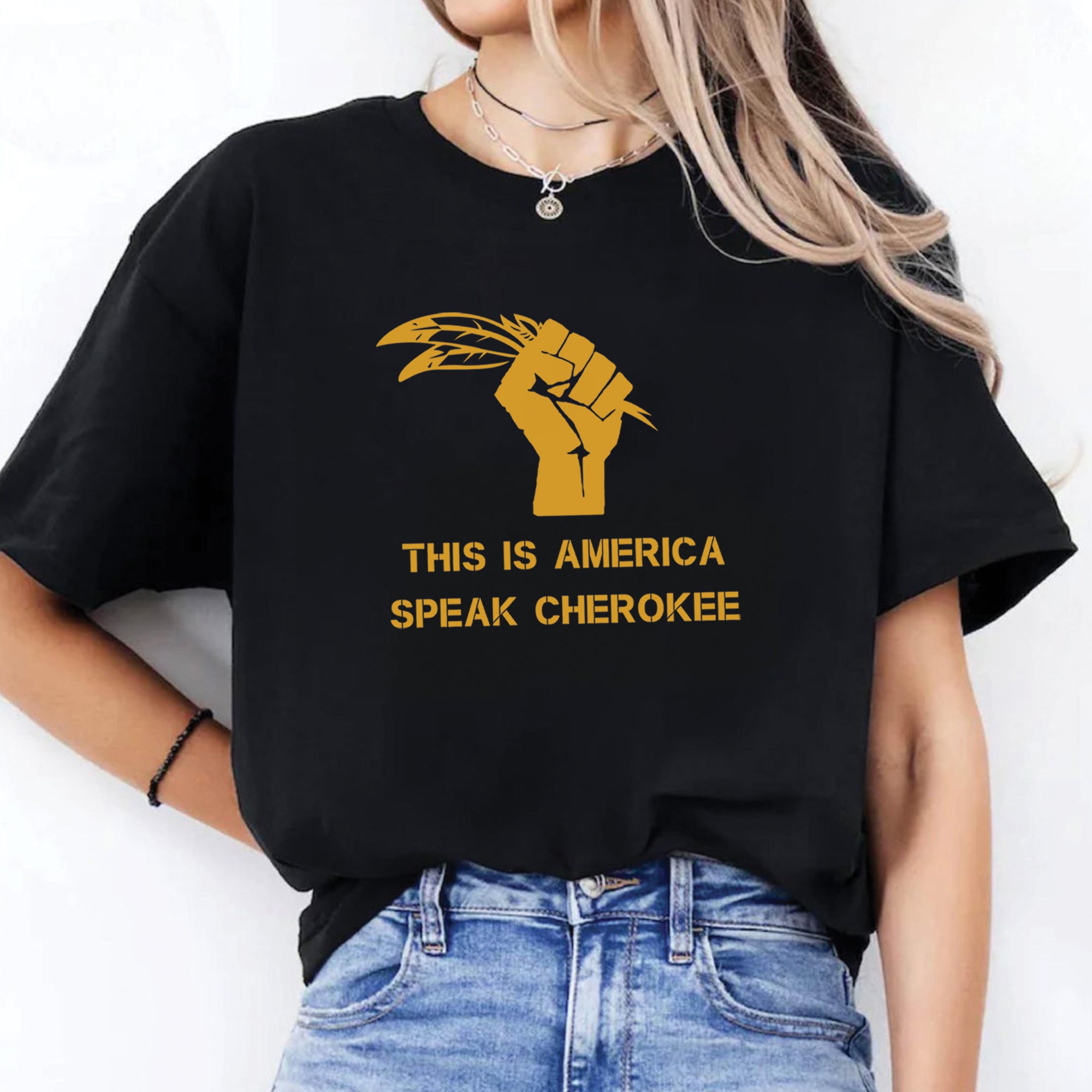 This Is American Speak Cherokee Unisex T-Shirt/T-Shirt V-Neck/Hoodie/Sweatshirt N38
