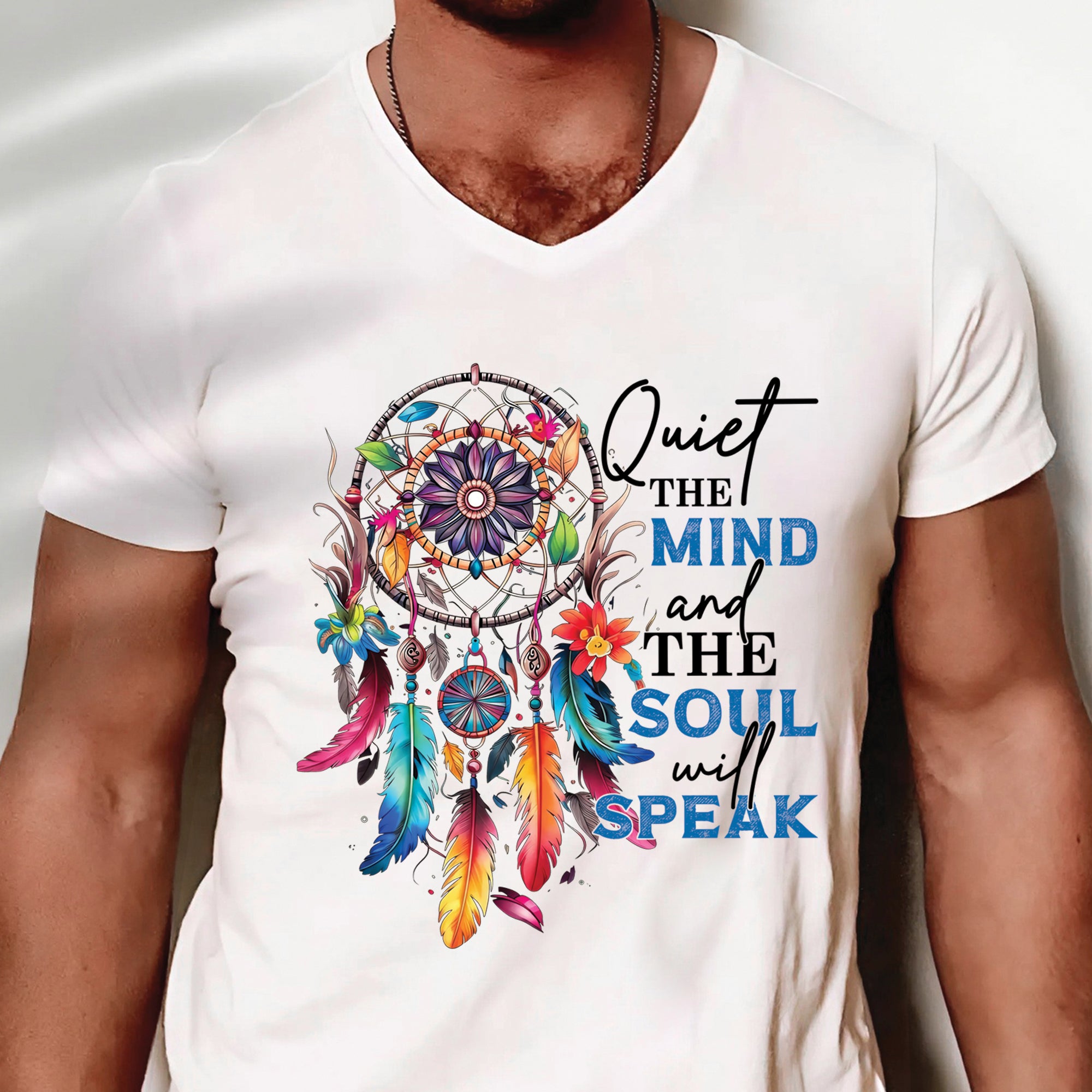 Quiet the Mind, the Soul Will Speak Native Dreamcatcher Unisex T-shirt/T-shirt V-neck/Hoodie/Sweatshirt