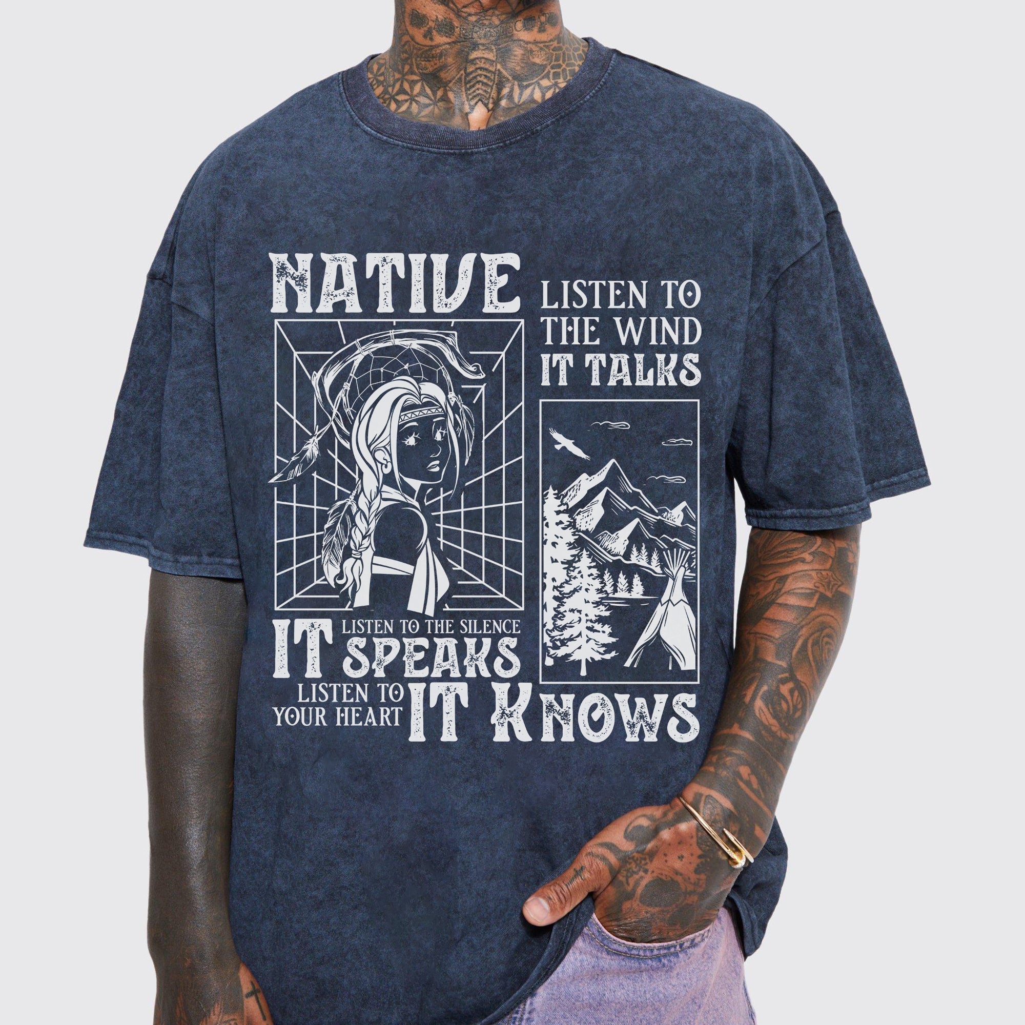 Native Listen To The Wind Listen To Your Heart - Indigenous Women Unisex Mineral Washed T-Shirt