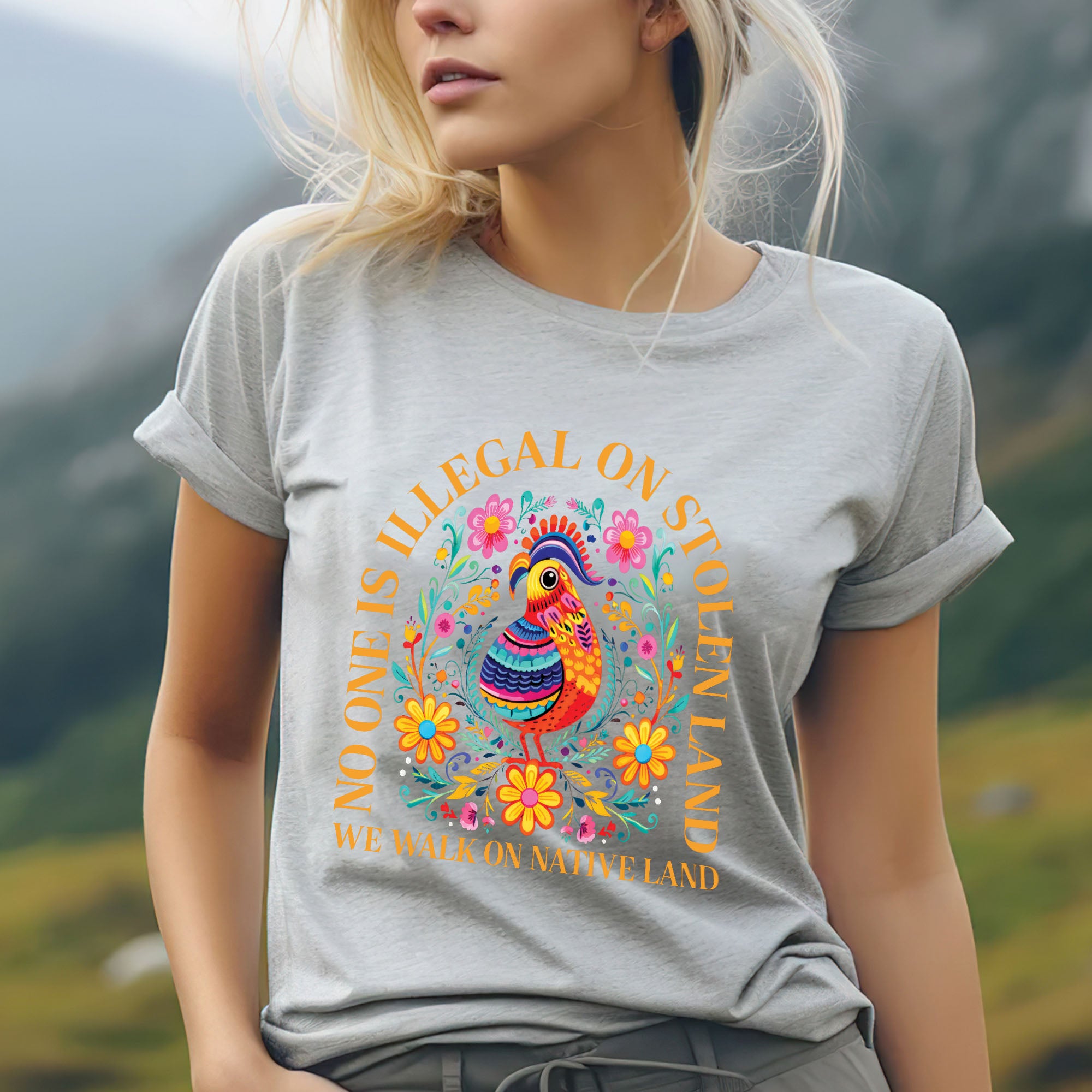 No One Is Illegal on Stolen Land We Walk on Native Land Unisex T-shirt/V-neck T-shirt/Hoodie/Sweatshirt N325