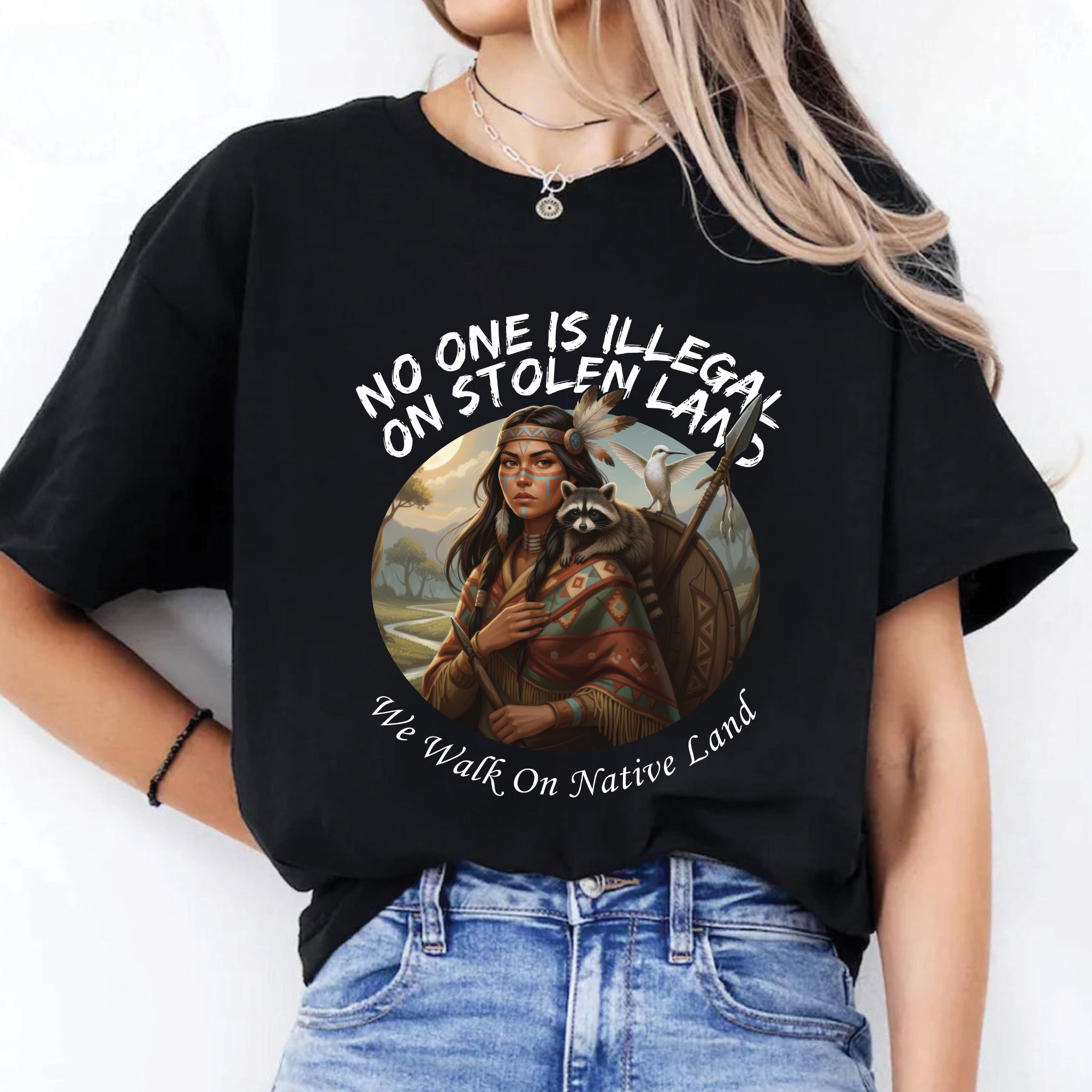 No One Is Illegal On Stolen Land - Unisex T-Shirt/T-Shirt V-Neck/Hoodie/Sweatshirt N84