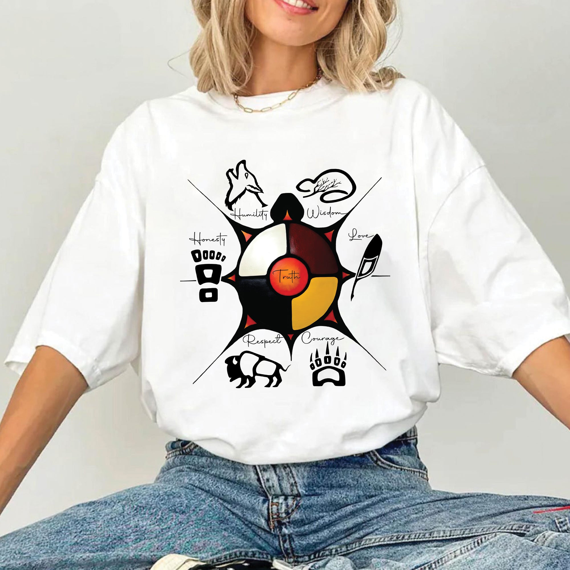 Seven Sacred Teachings – Native Wisdom Indigenous Culture Unisex T-Shirt/T-Shirt V-Neck/Hoodie/Sweatshirt