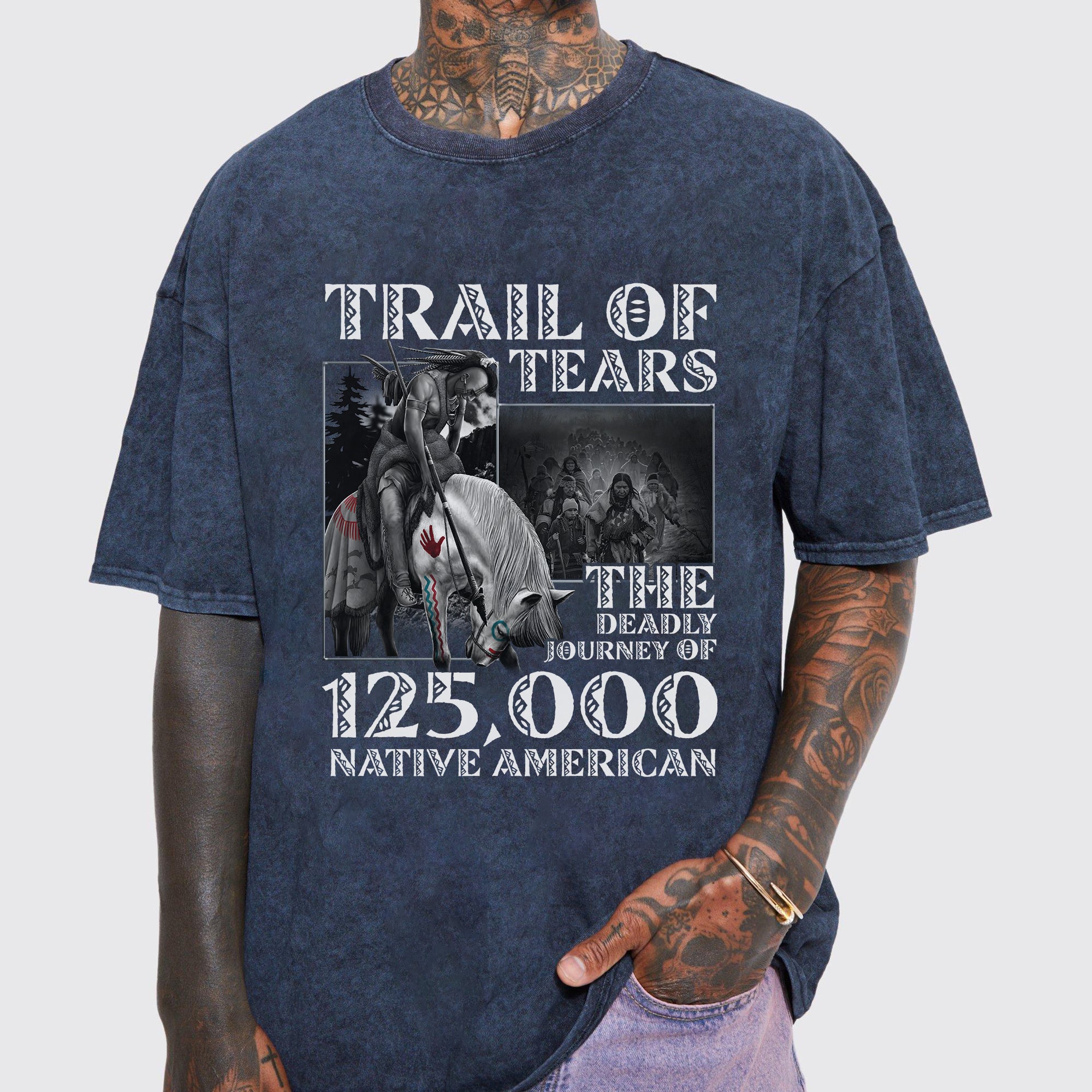 Trail of Tears The Deadly Journey Of 125K Native American Unisex Mineral Washed T-Shirt