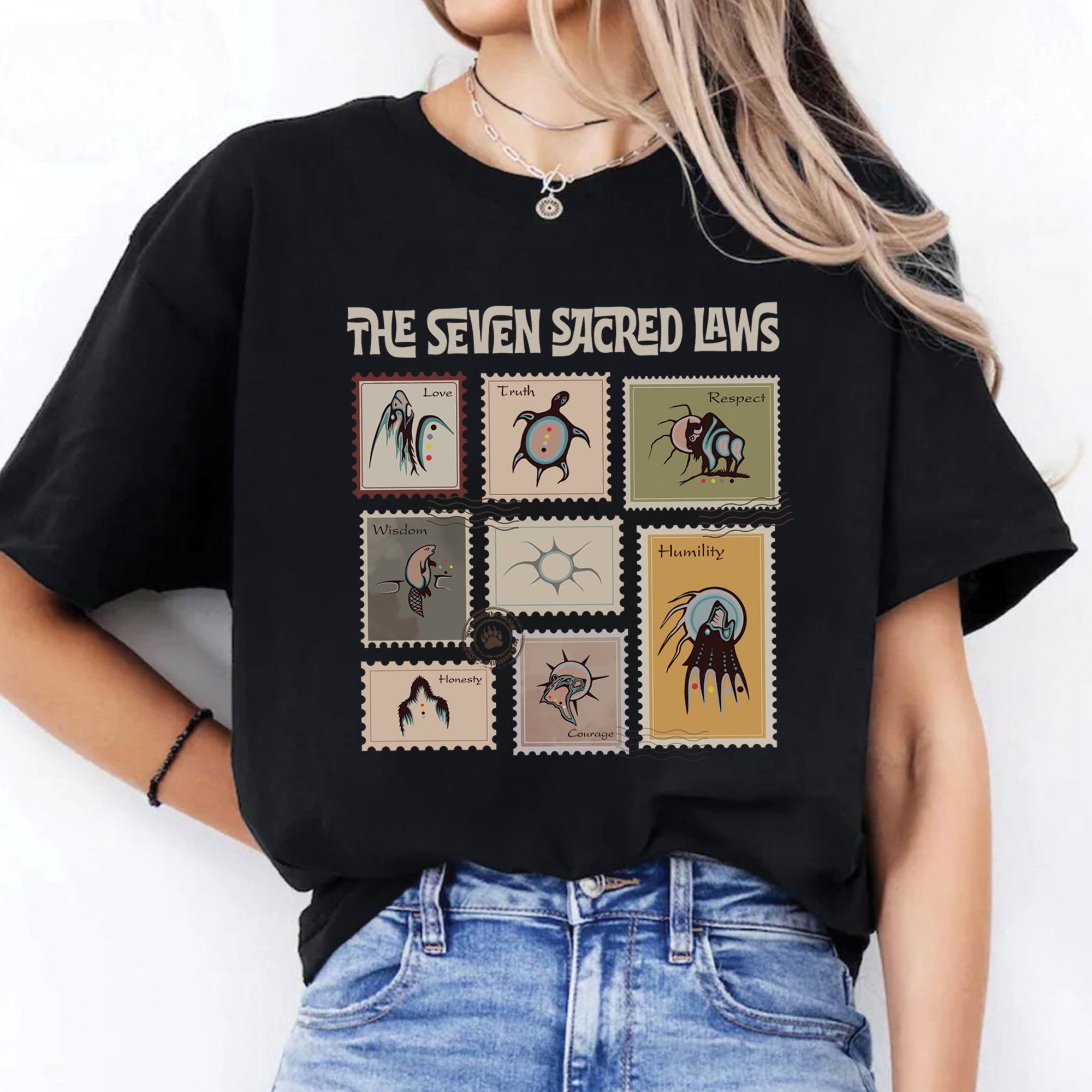 The Seven Sacred Laws Native American Indigenous Culture Unisex T-Shirt/T-Shirt V-Neck/Hoodie/Sweatshirt 187